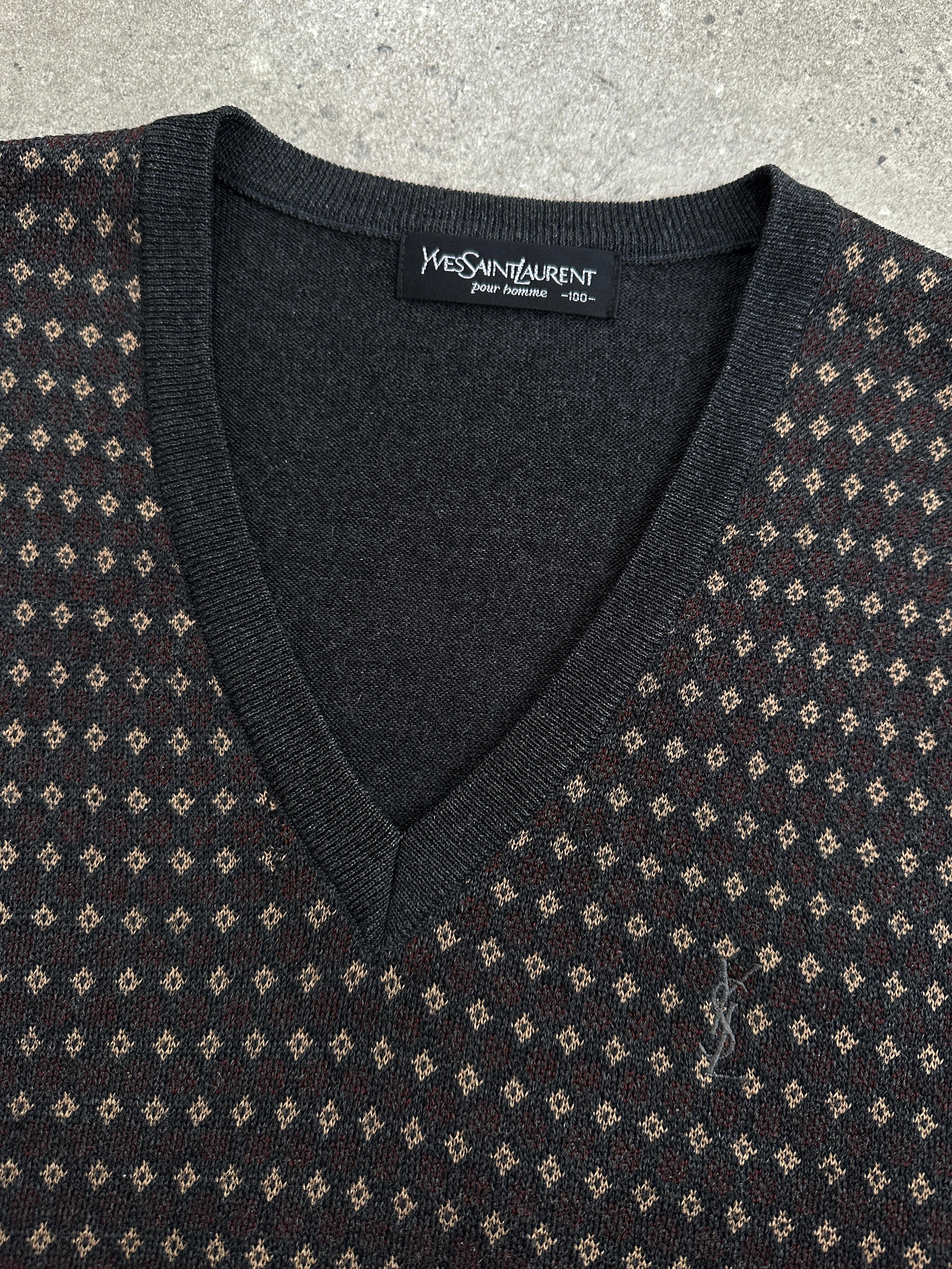 Yves Saint Laurent 1990s Wool Sleeveless V Neck Jumper - M