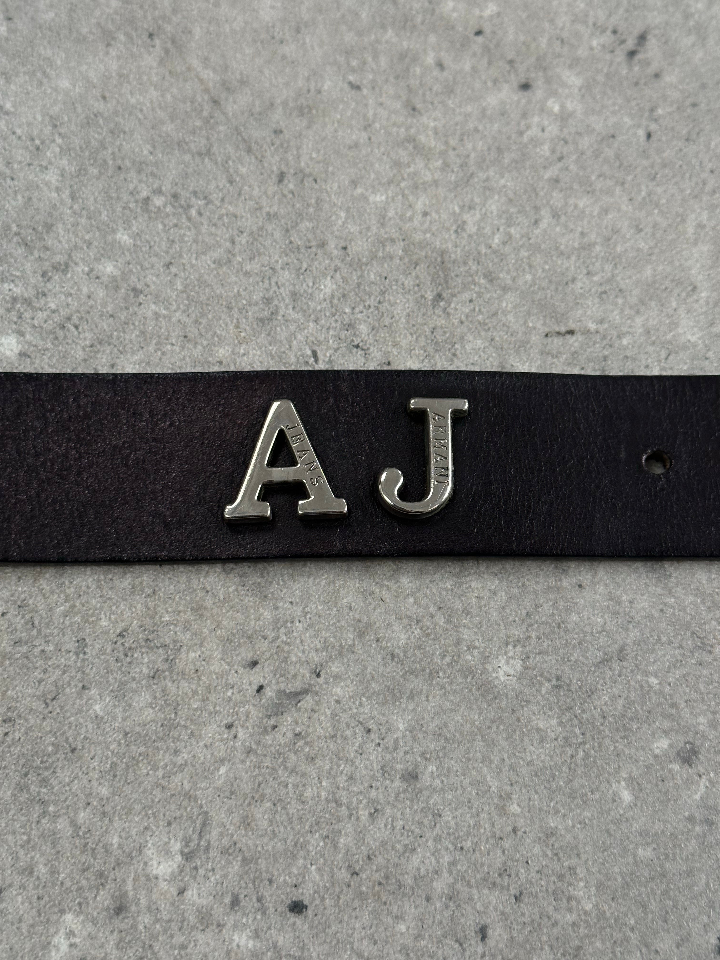 Armani Jeans 2000s Leather Logo Belt - W26-29