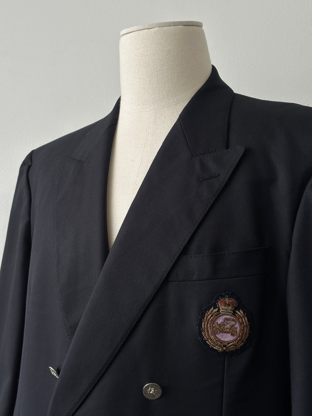 Burberry 1980s Pure Wool Bespoke Button Double Breasted Blazer - 46R