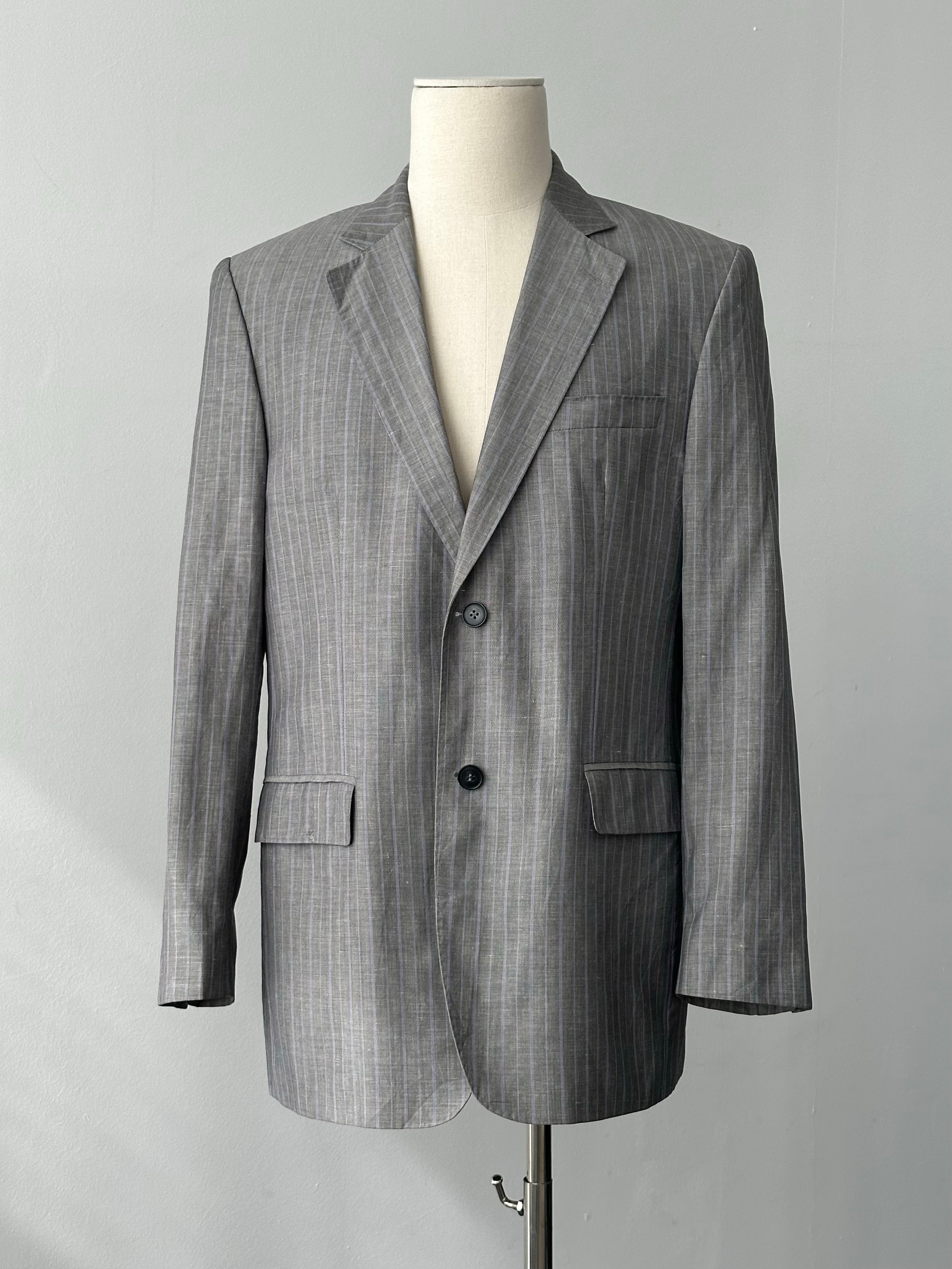 Loro Piana x Coldes 1990s Linen Striped Blazer - 40R