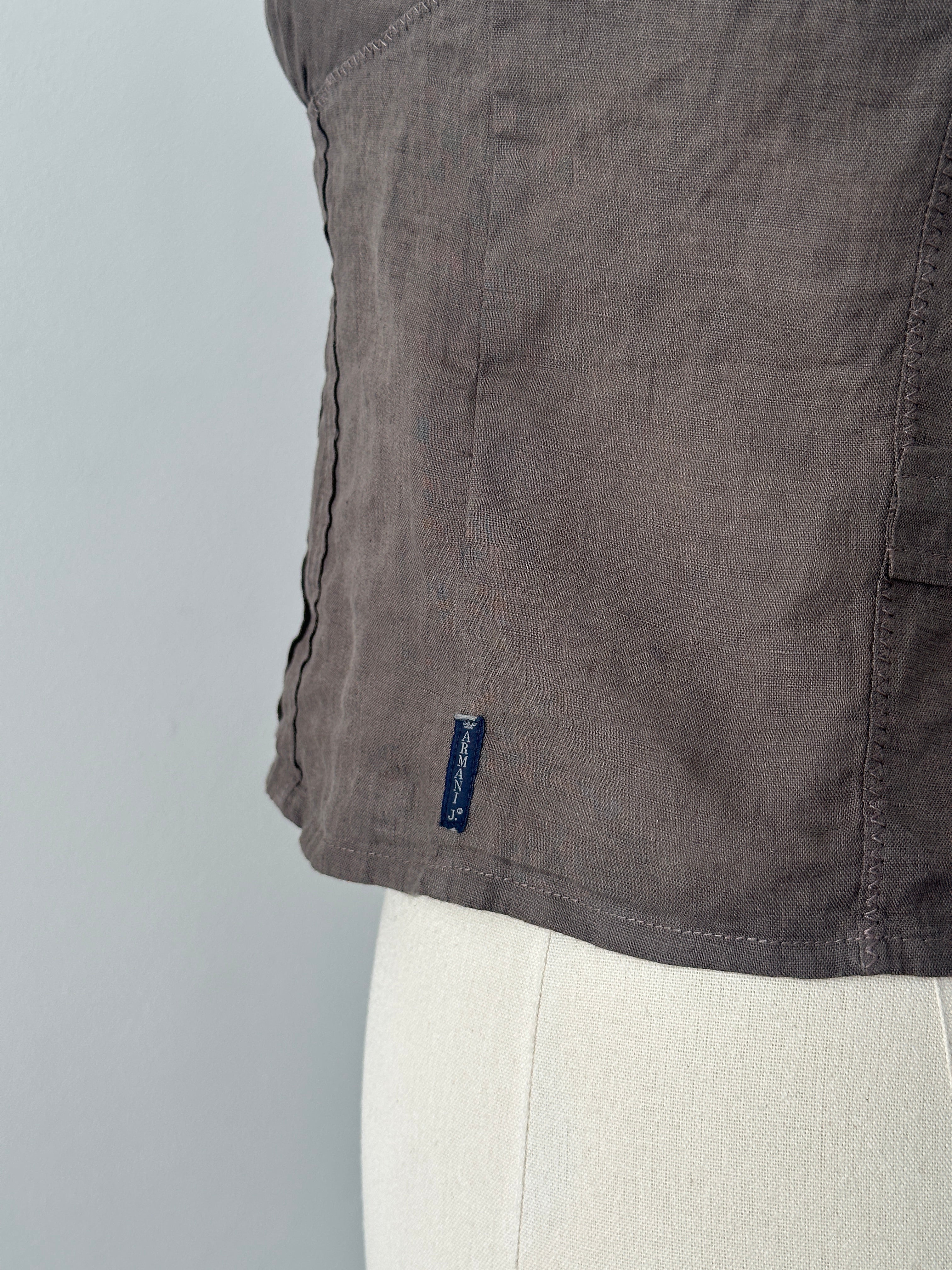 Armani Jeans 1990s Pure Linen Corset Top - S