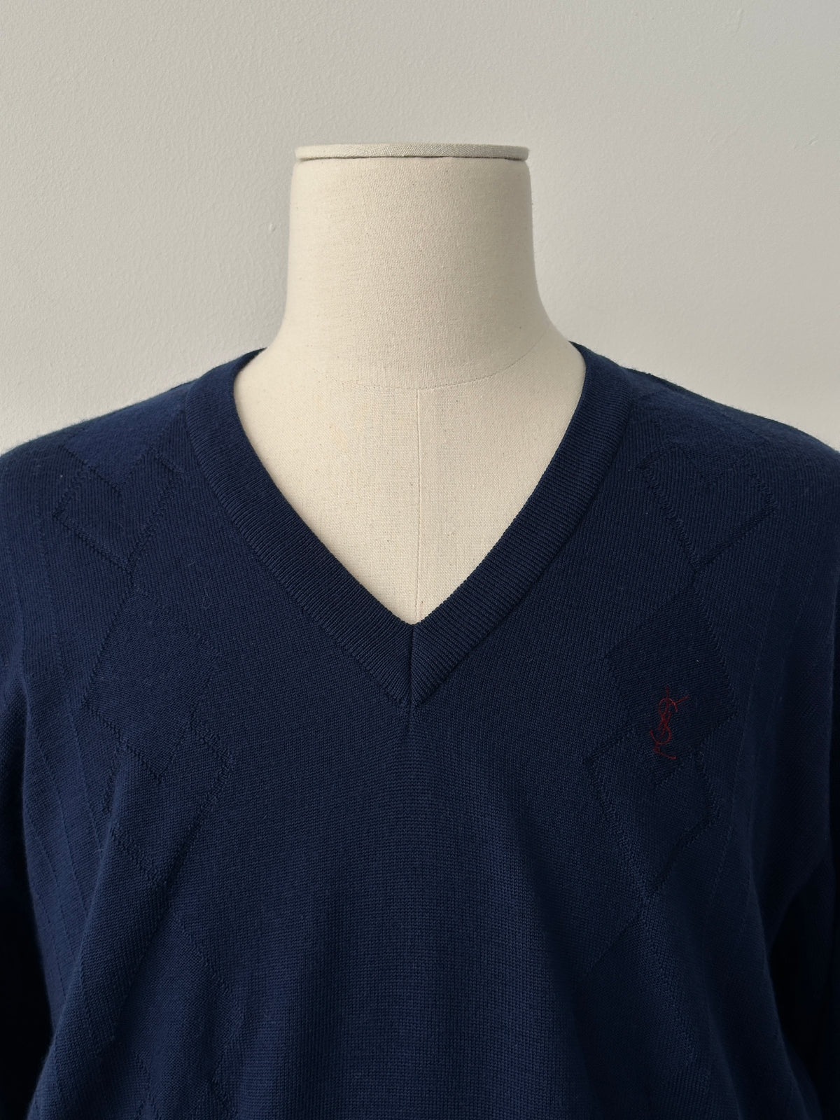 Yves Saint Laurent Pour Homme 1990s Pure Wool V Neck Jumper - M