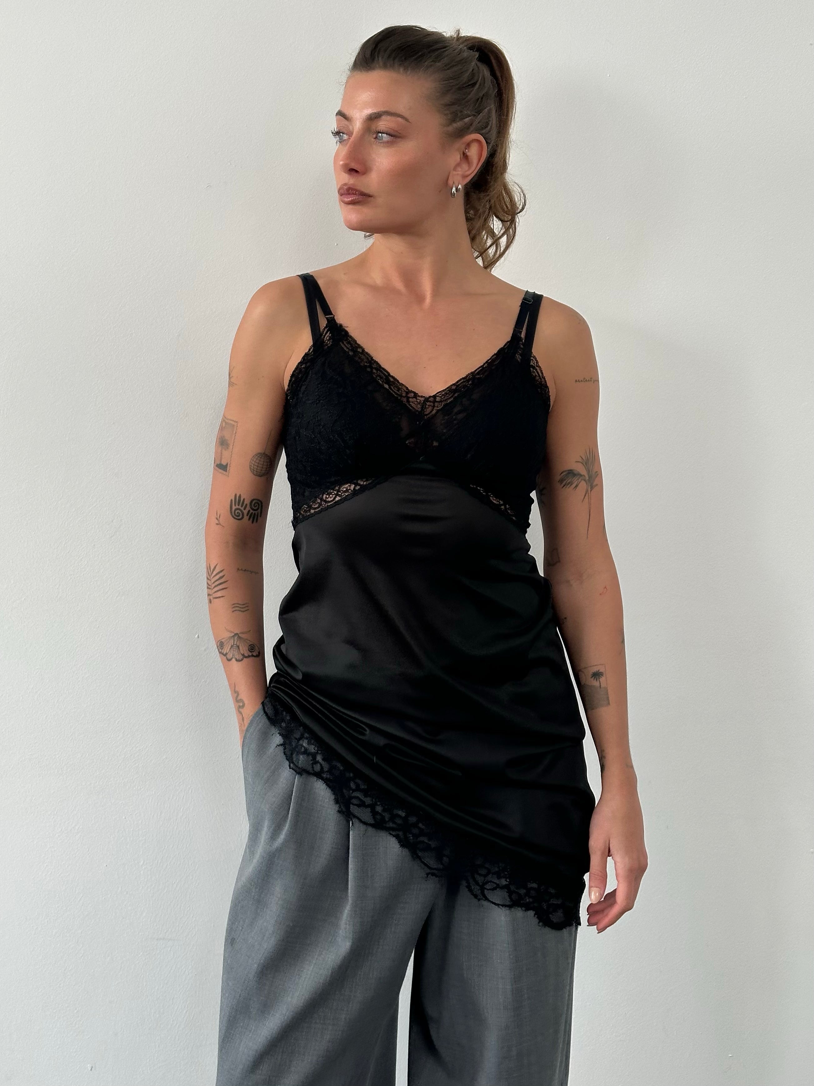 Vintage 1990s Sheer Lace Midi Dress - S