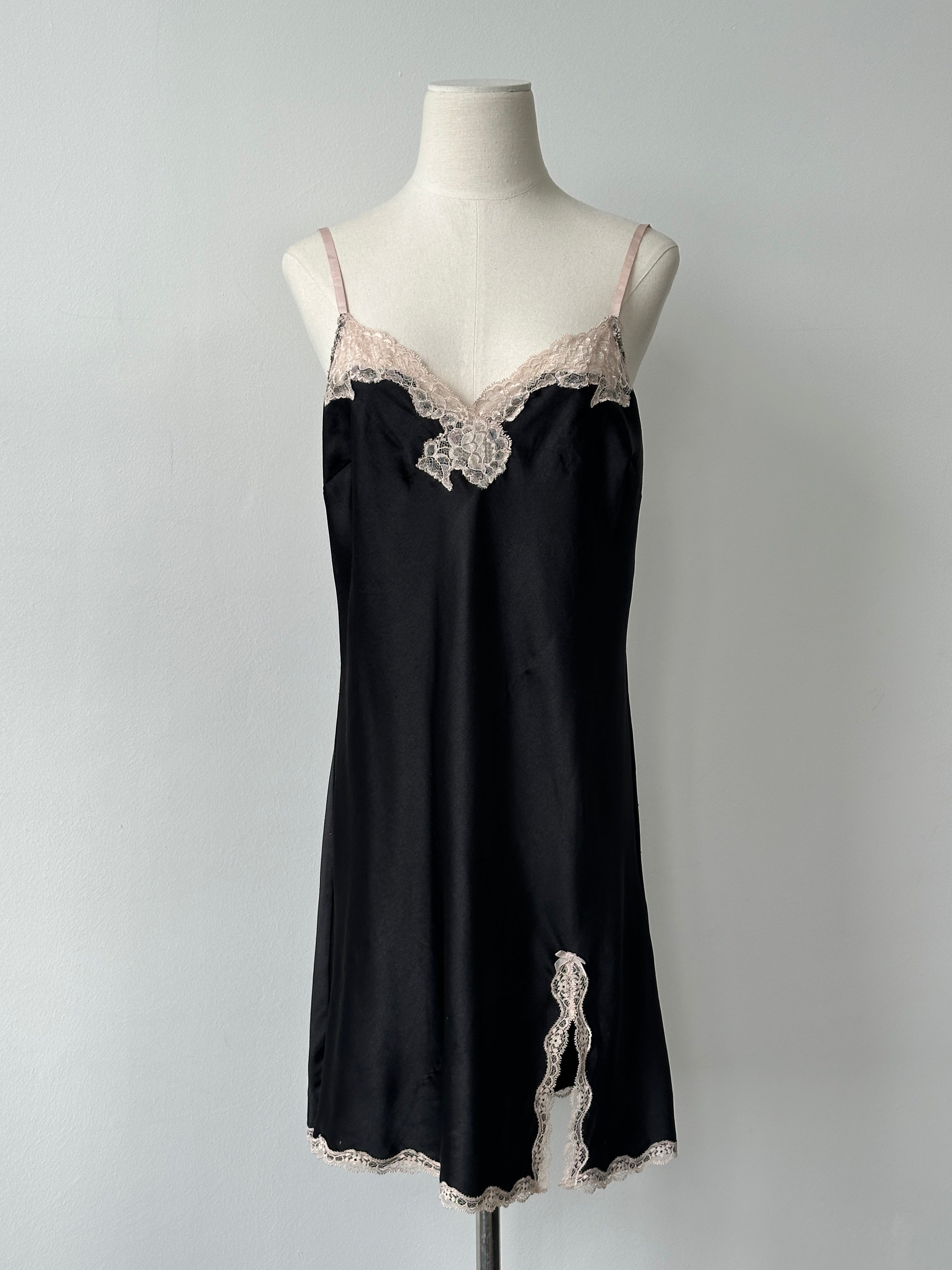 Victoria's Secret 2000s Satin Lace Mini Slip Dress - L