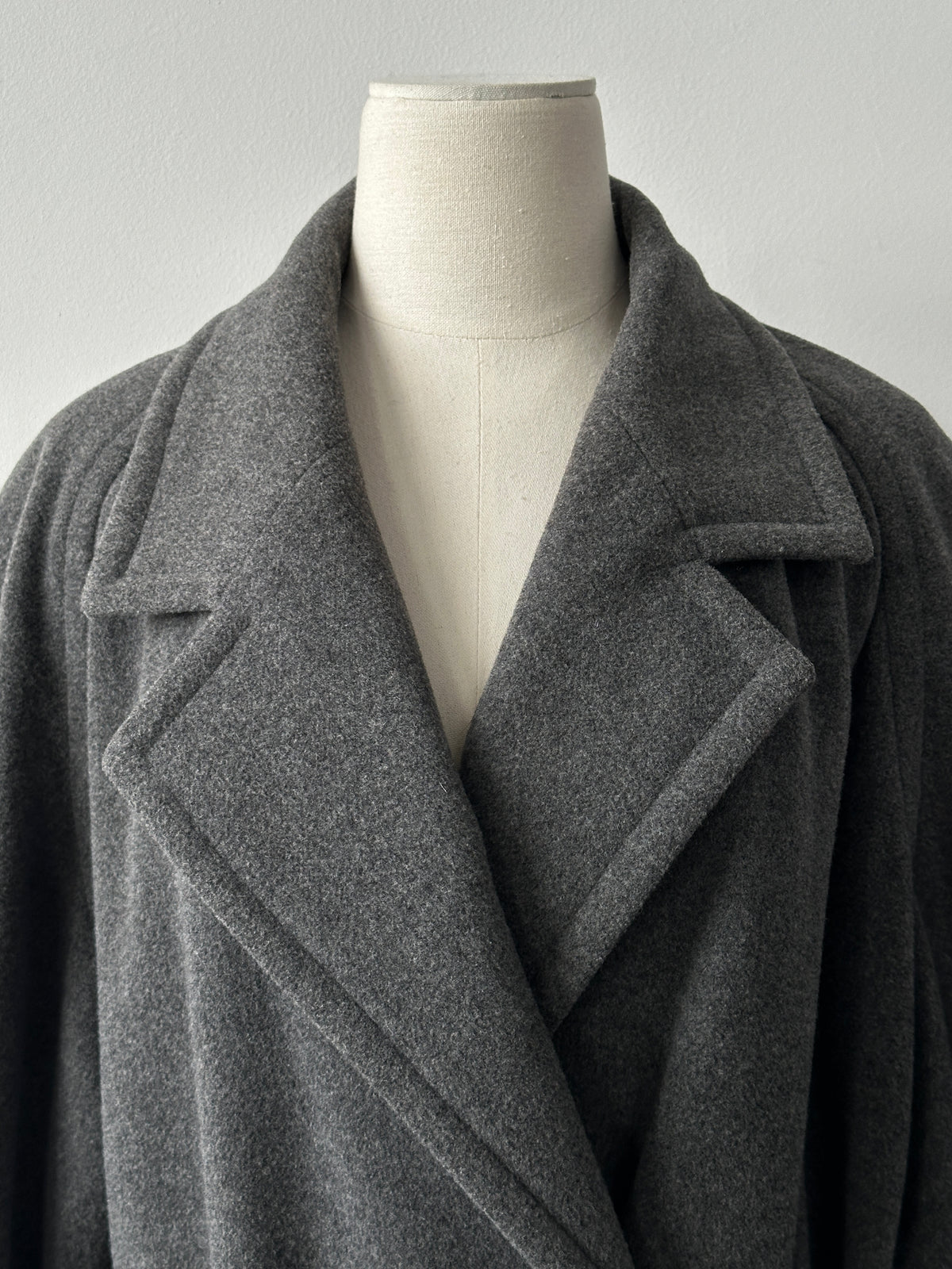 British Vintage 1990s Wool Cashmere Belted Double Breasted Coat - XL