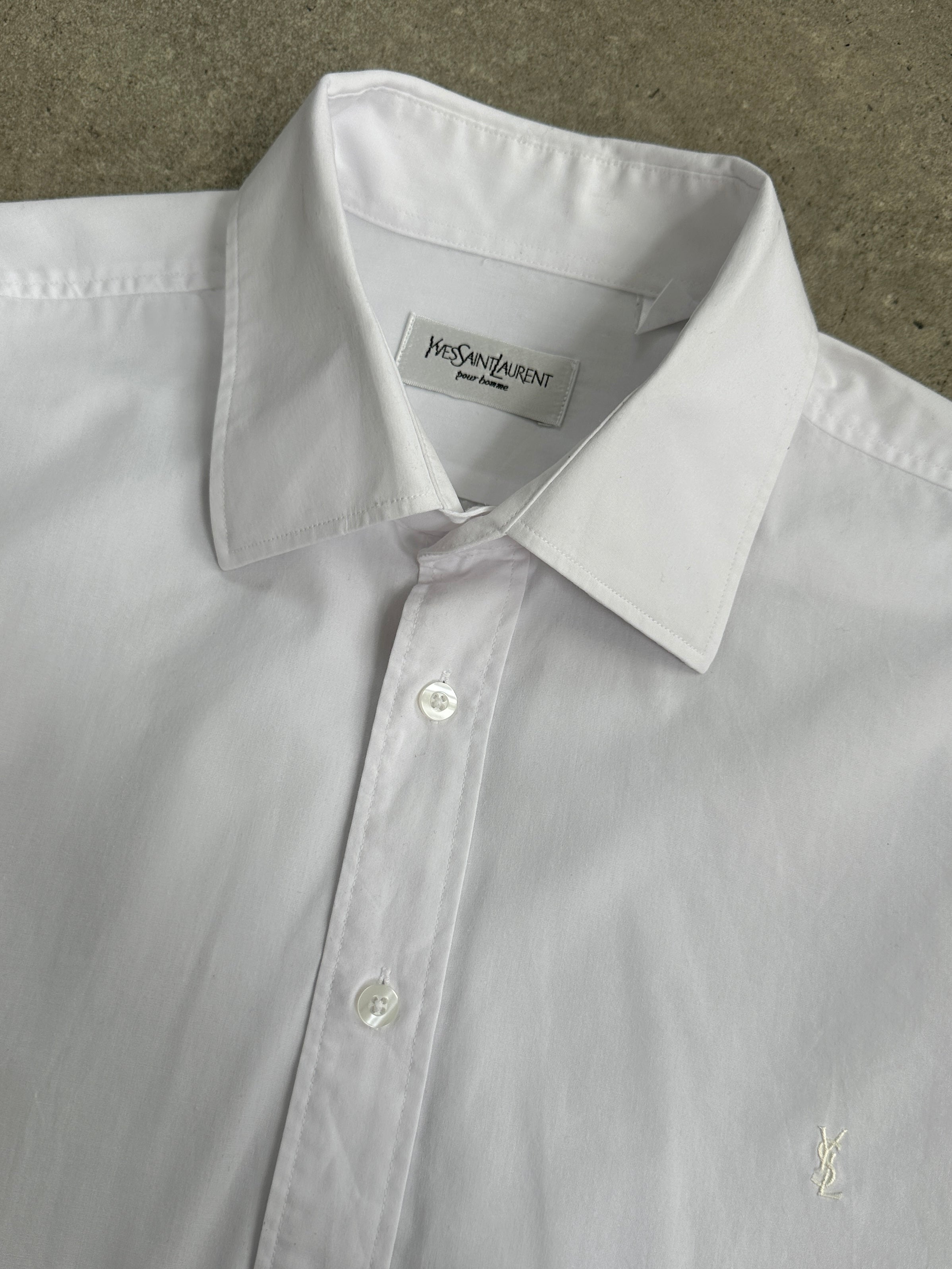 Yves Saint Laurent Pour Homme 1990s Cotton Logo Dress Shirt - XL