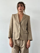 Max Mara 80s Pure Linen Lightweight Single Breasted Blazer - S - SYLK