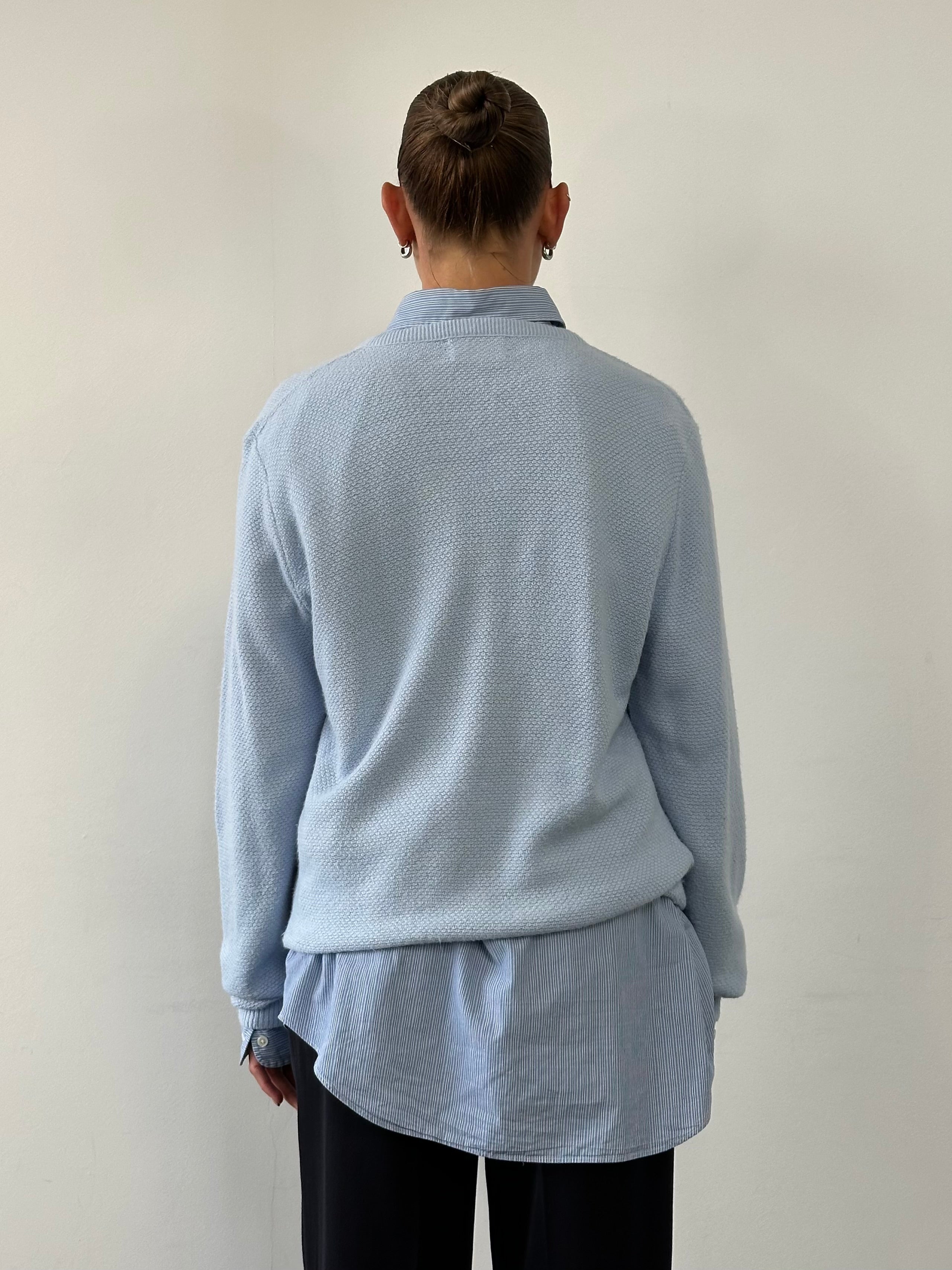 Christian Dior 1980s V-neck logo knitted jumper in size L, featuring a classic design and Dior branding.