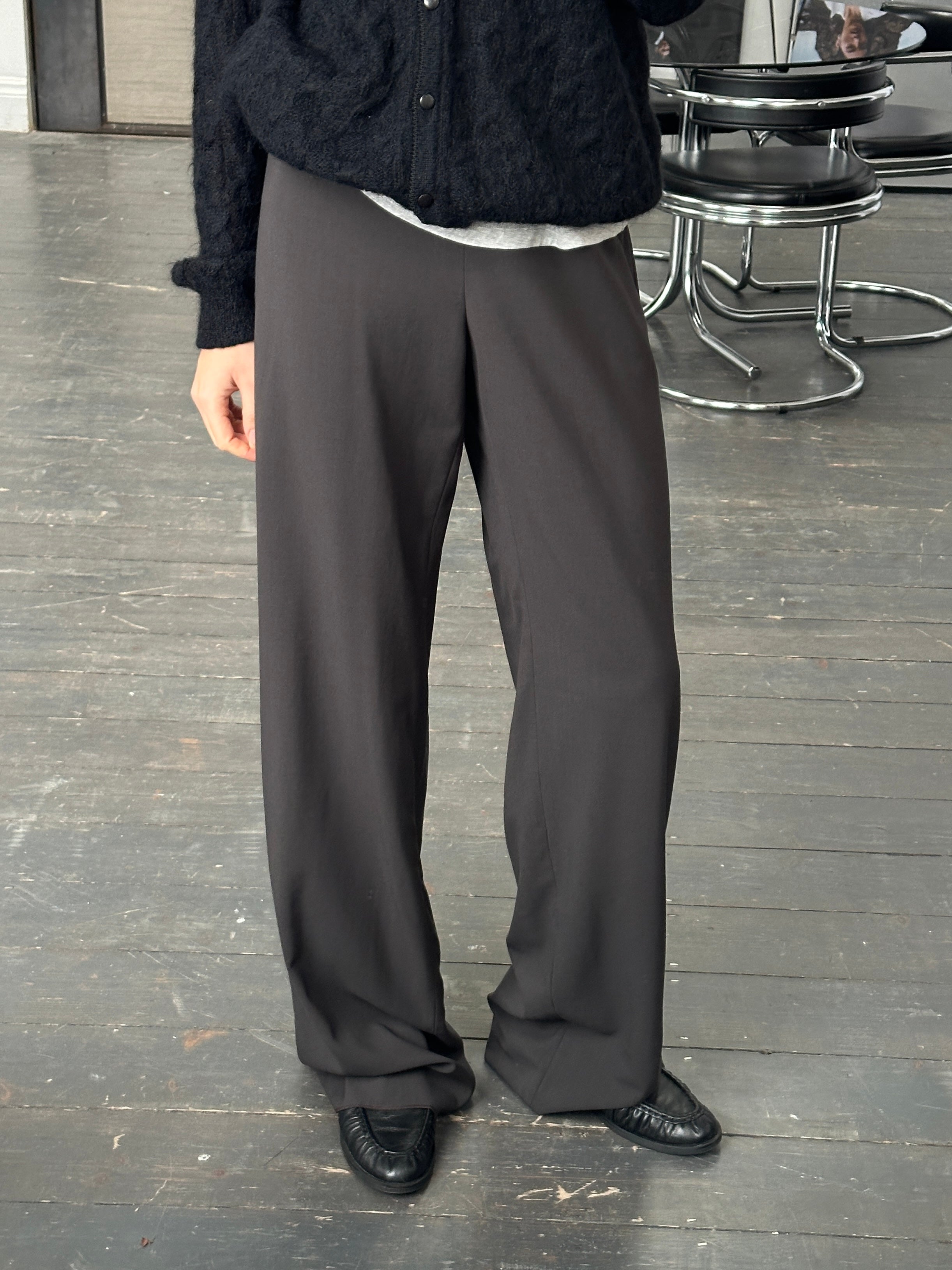 Armani Collezioni pure wool wide-leg tailored trousers in size W34, featuring a classic fit and sleek design.