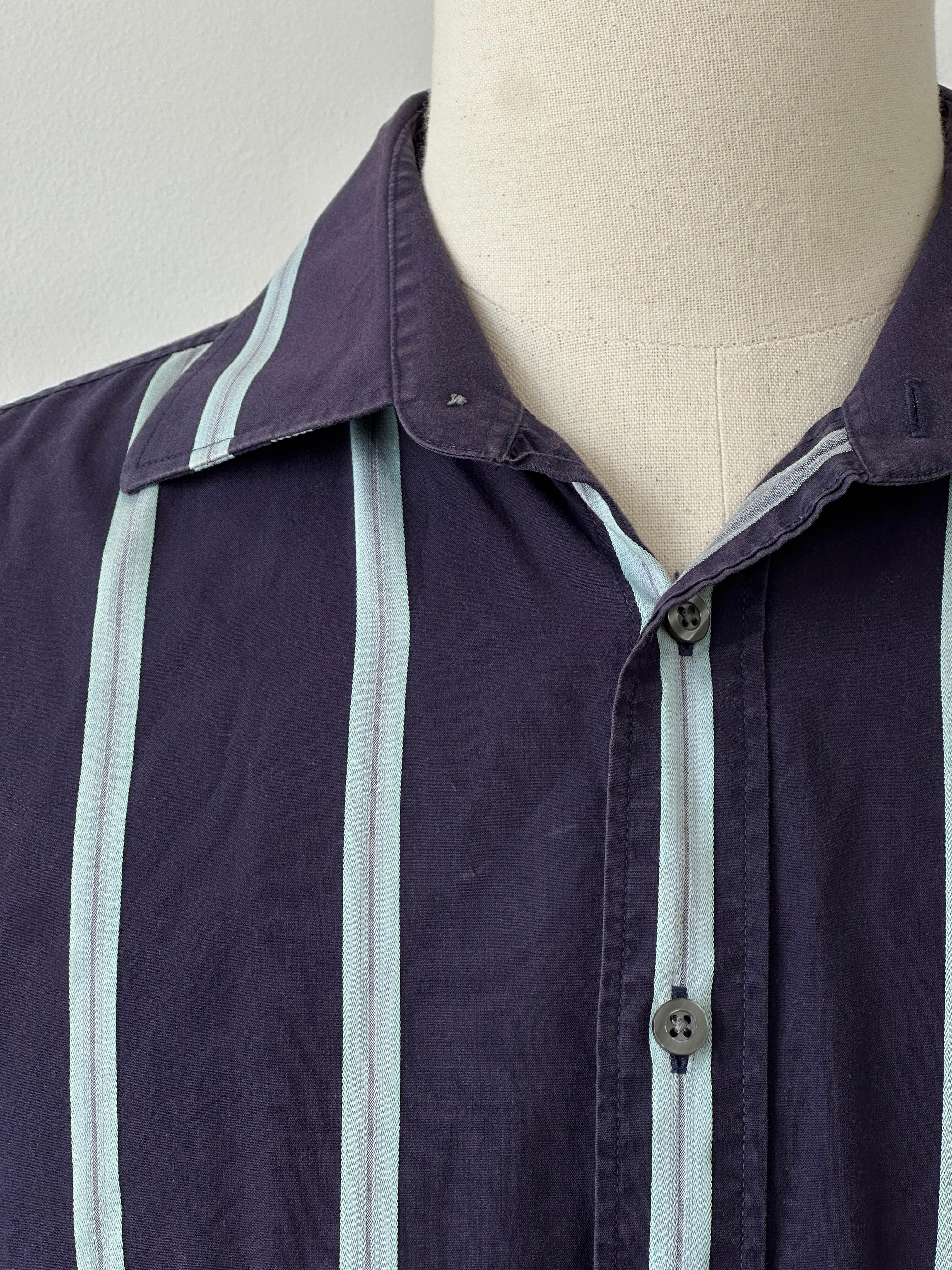 Yves Saint Saint Pour Homme 2000s Pure Cotton Striped Shirt - XXL