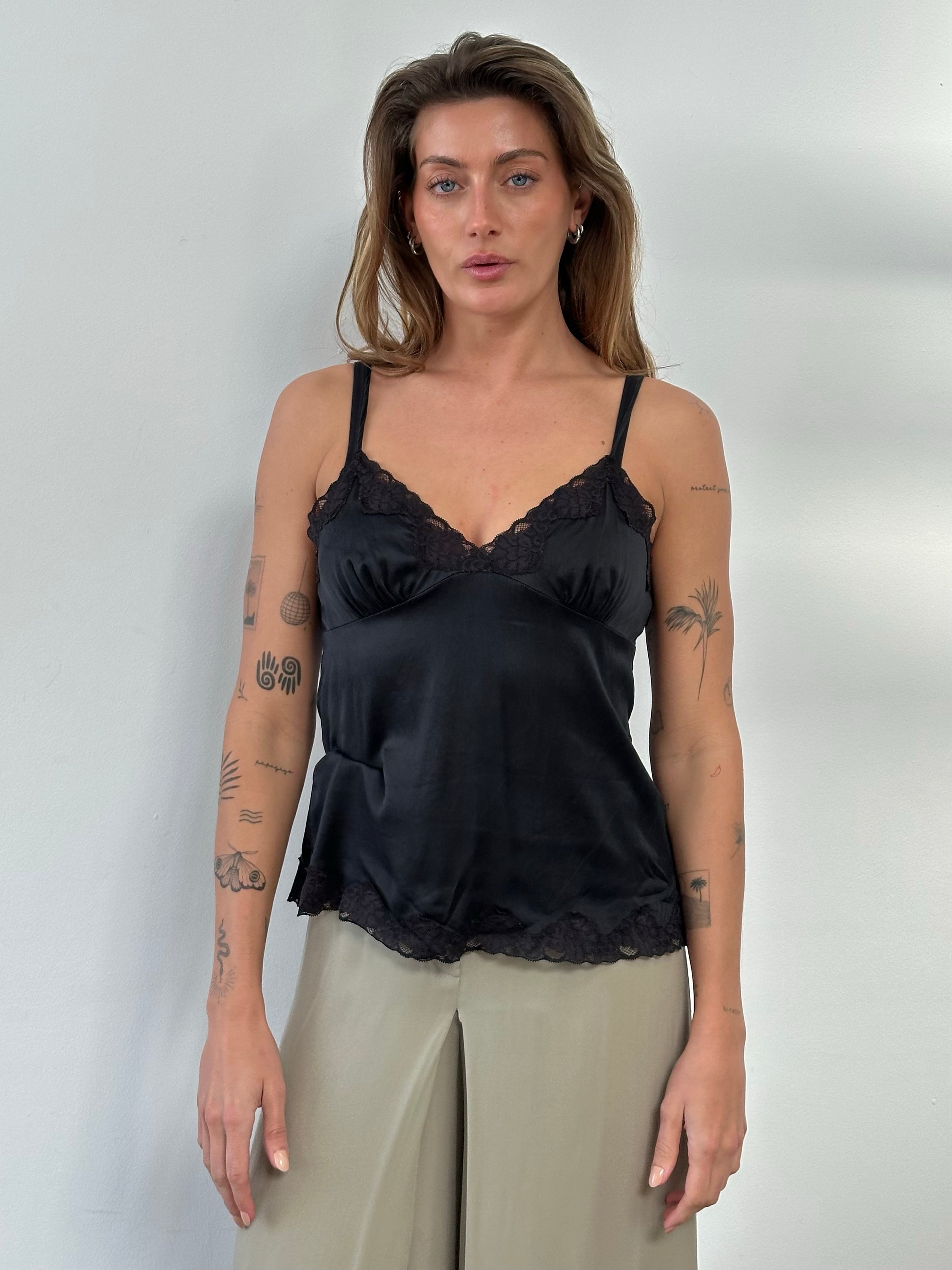 Vintage 1990s Silk Lace Cami Top - M