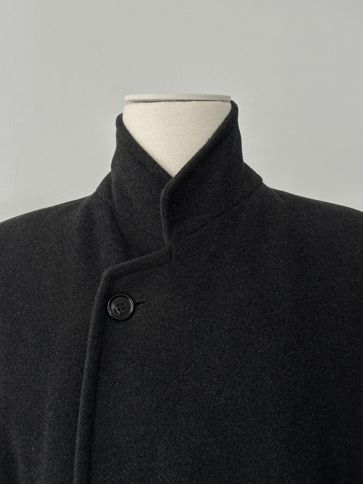Vintage 1990s Wool Cashmere High Neck Belted Coat - L