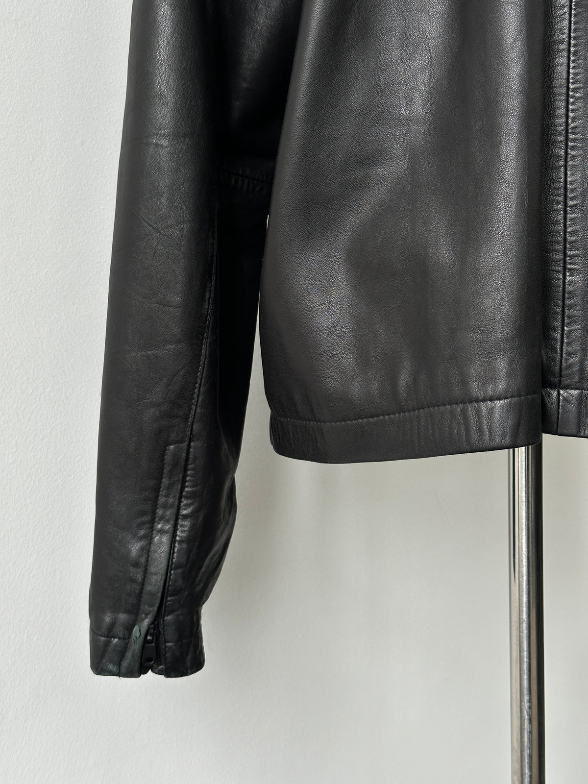 DKNY 1990s Minimal Smooth Leather Jacket - XL