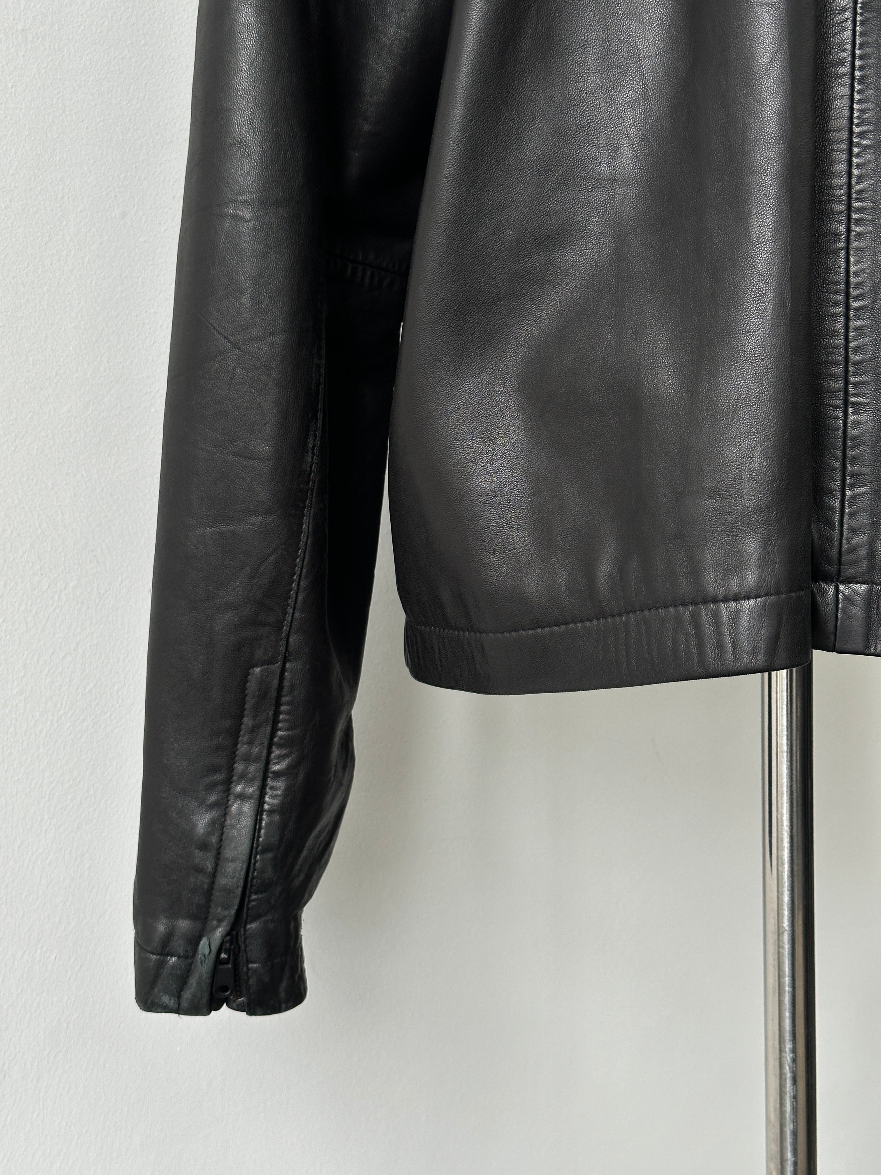 DKNY 1990s Minimal Smooth Leather Jacket - XL