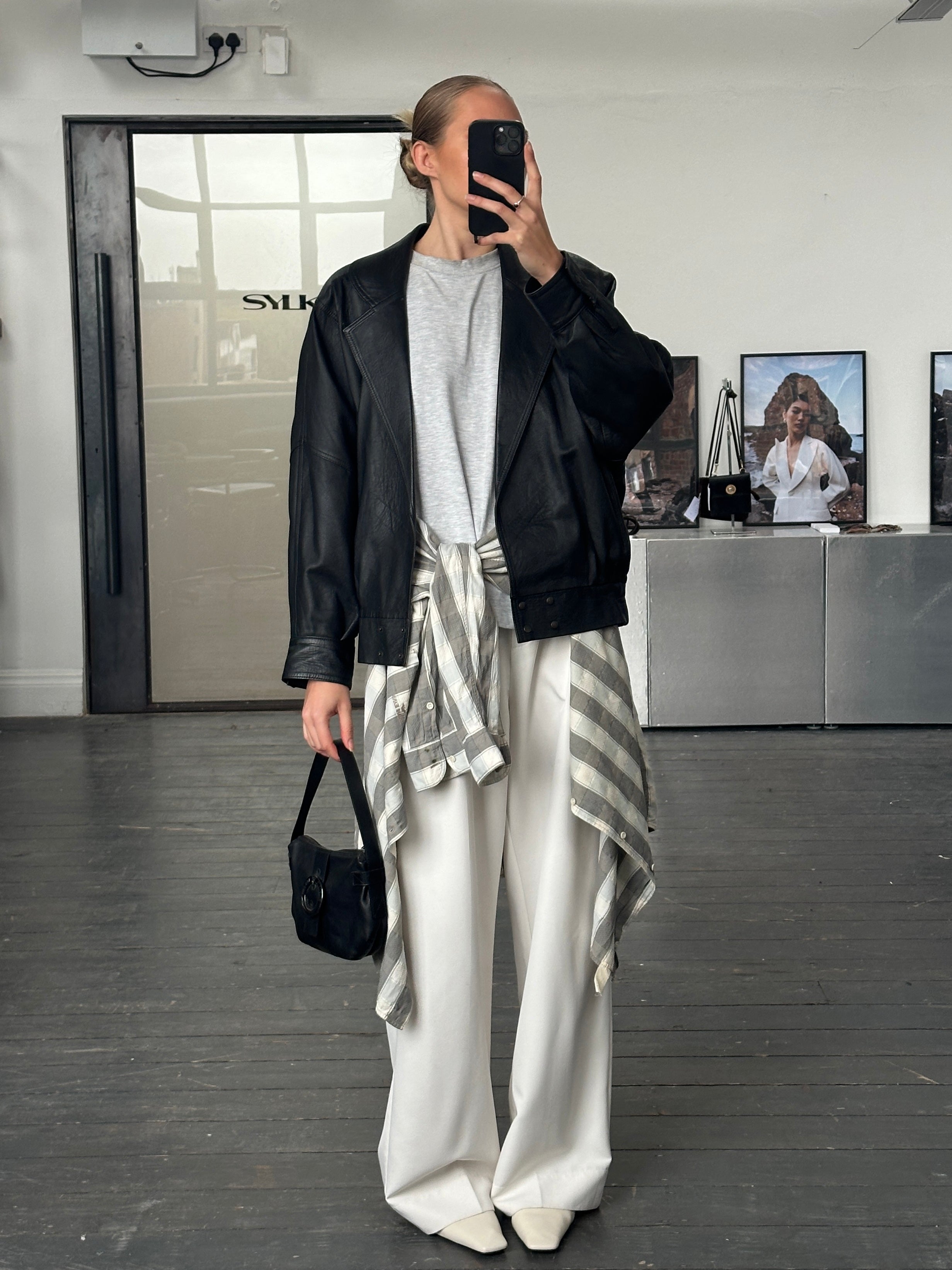 Vintage 1990s Lamb Leather Bomber Jacket - M - SYLK