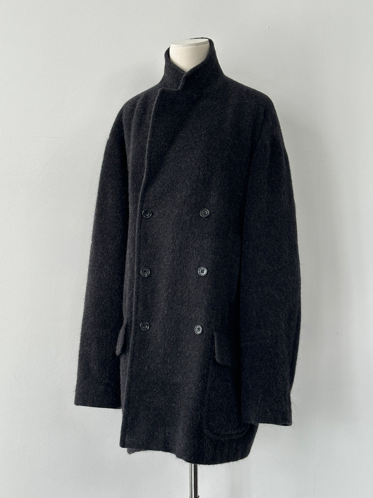 Byblos Italian Vintage 1990s Alpaca Wool Double Breasted Coat - XXL