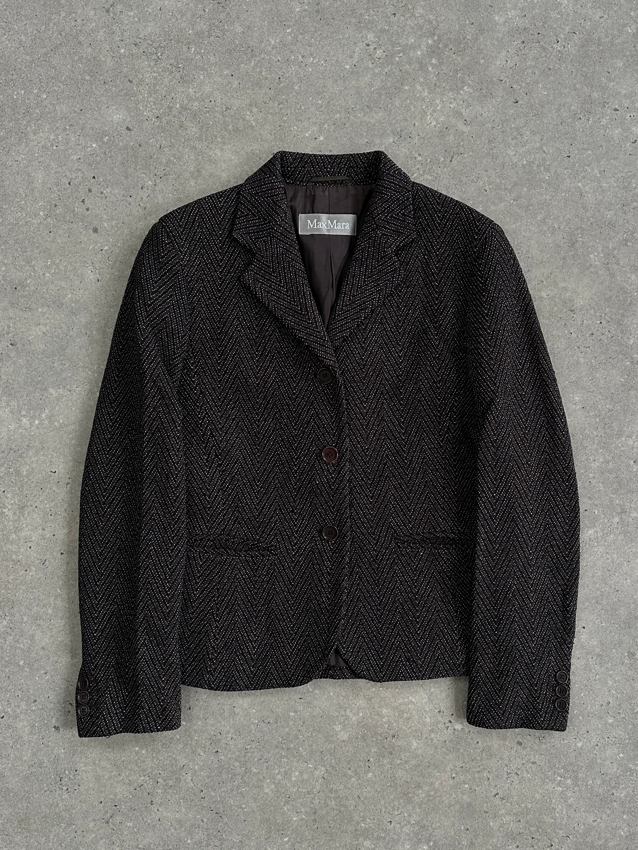 Max Mara pure wool woven fitted blazer in size S, tailored with a classic design and structured silhouette.
