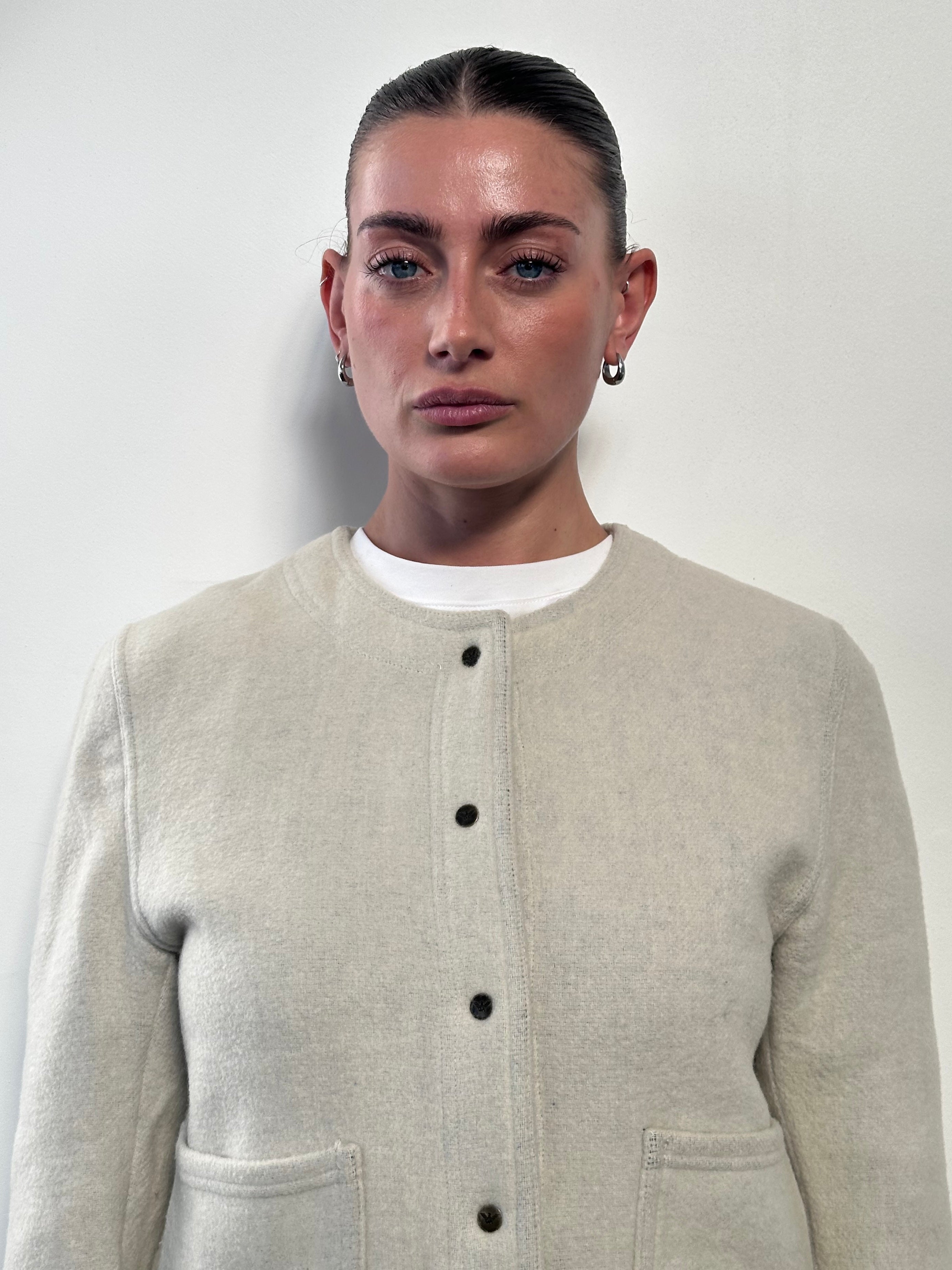 Italian Vintage Wool Tailored Jacket in size S, showcasing classic design, tailored fit, and textured fabric from the Vintage brand.