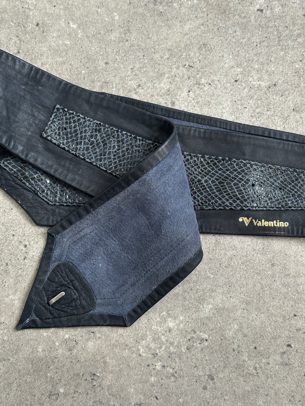Valentino 1990s Leather Snakeskin Hip Belt - W30-32