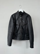 Italian Vintage Double Zip Fitted Biker Leather Jacket - S/M - SYLK