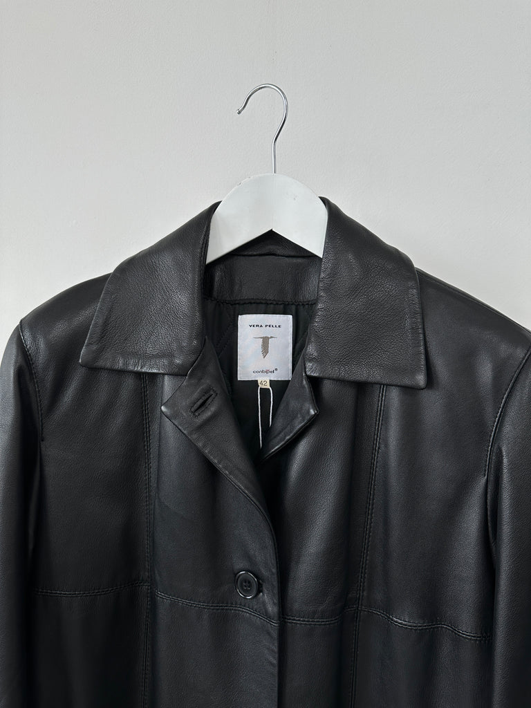 Conbipel Smooth Leather Trench Coat - L - SYLK