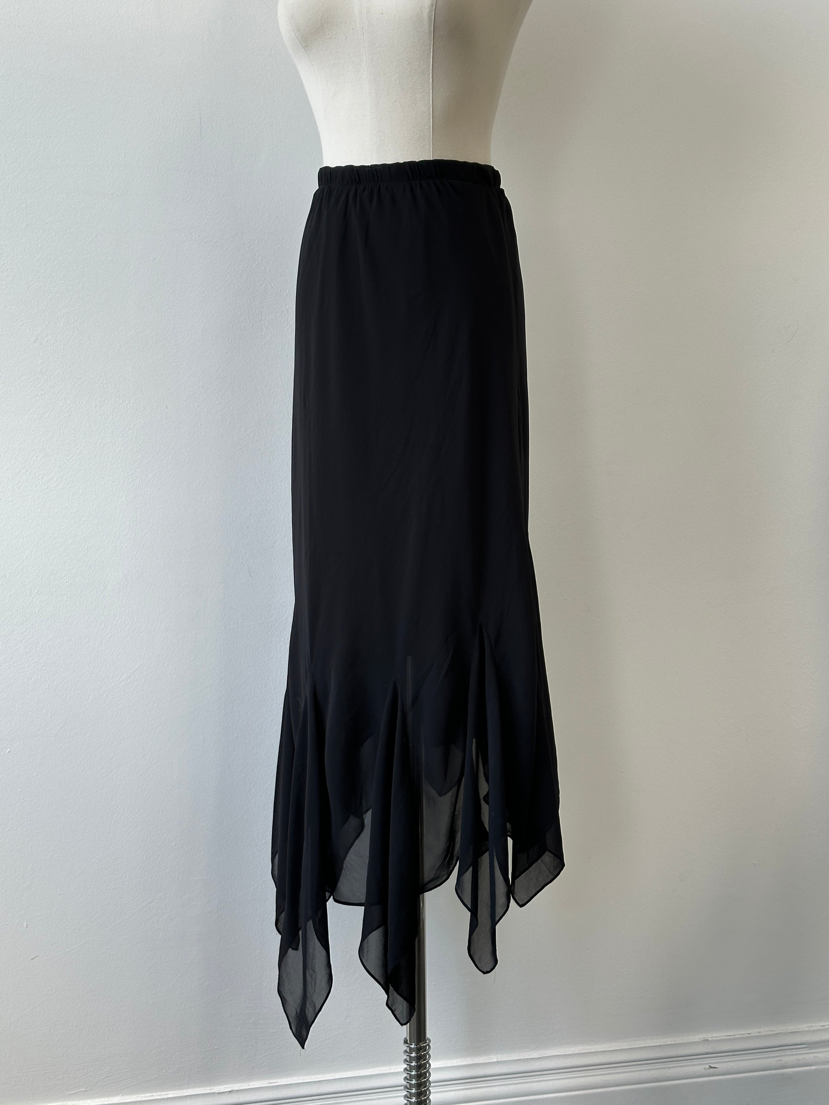 Vintage 2000s Asymmetrical Layered Sheer Midi Skirt - W24-28