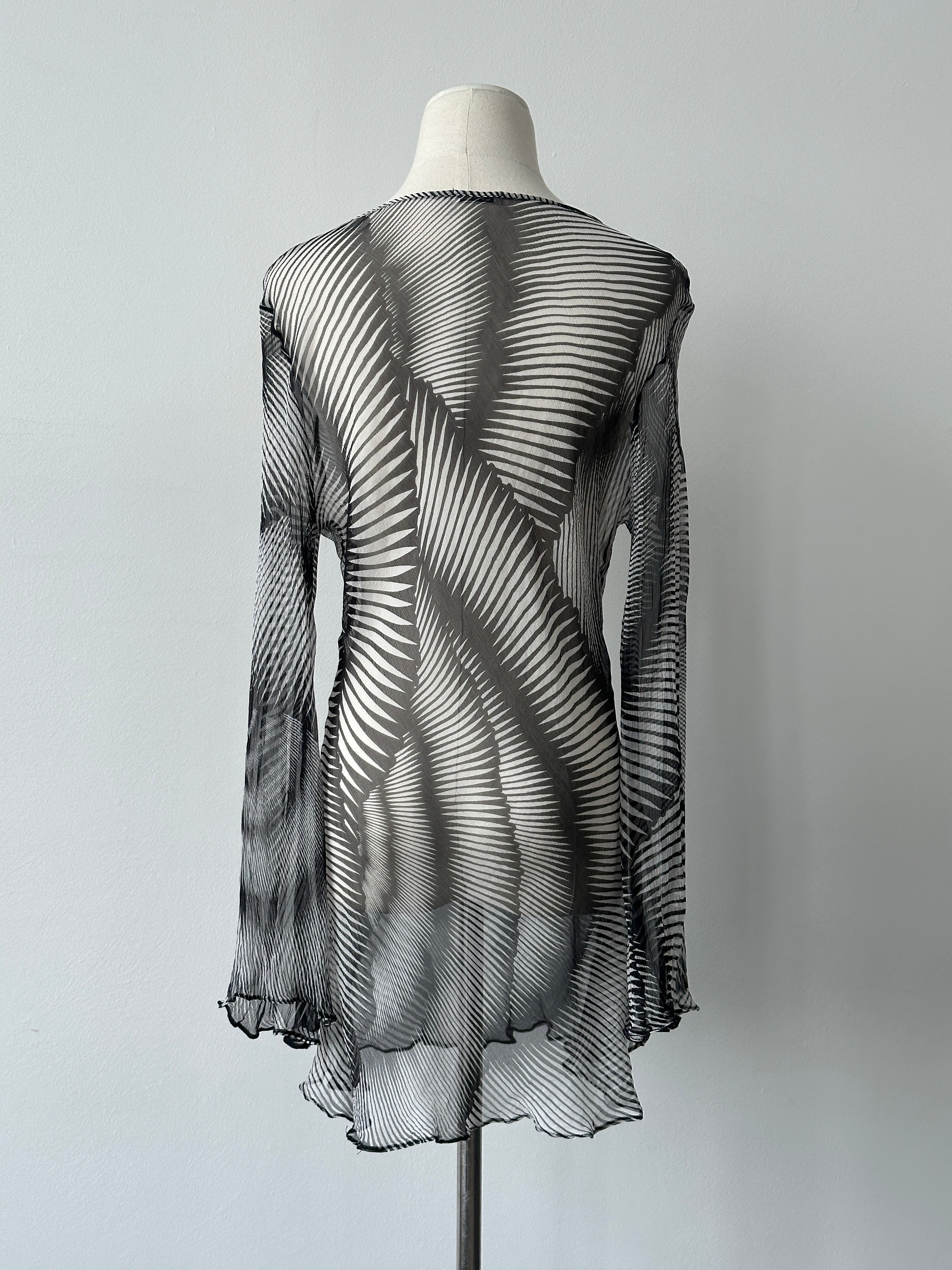 Vintage 1990s Sheer Print Mini Dress - S
