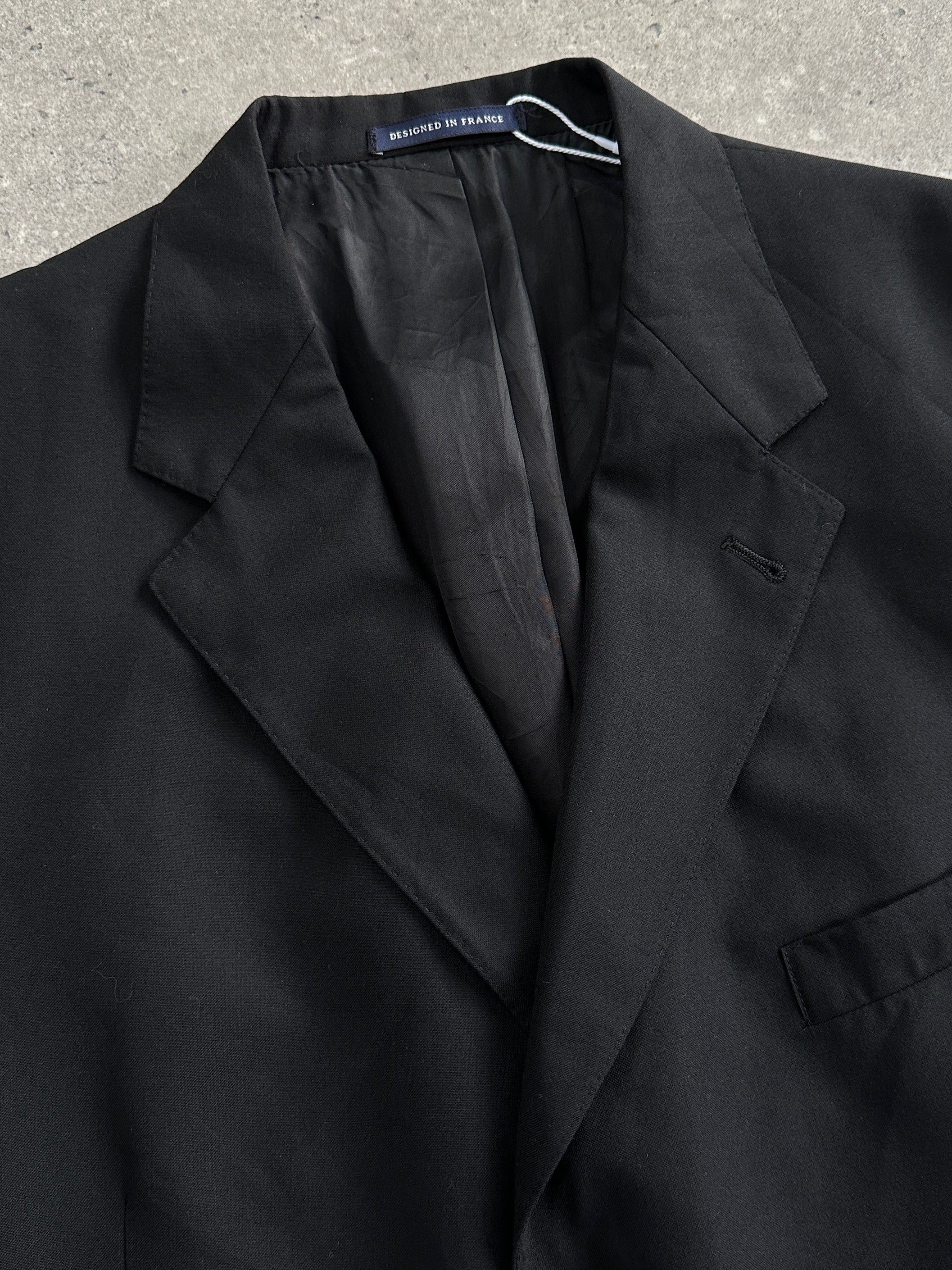 Daniel Cremieux x Loro Piana pure wool single-breasted blazer in size 48L/XXL, tailored fit, dark navy color, front view with lapels