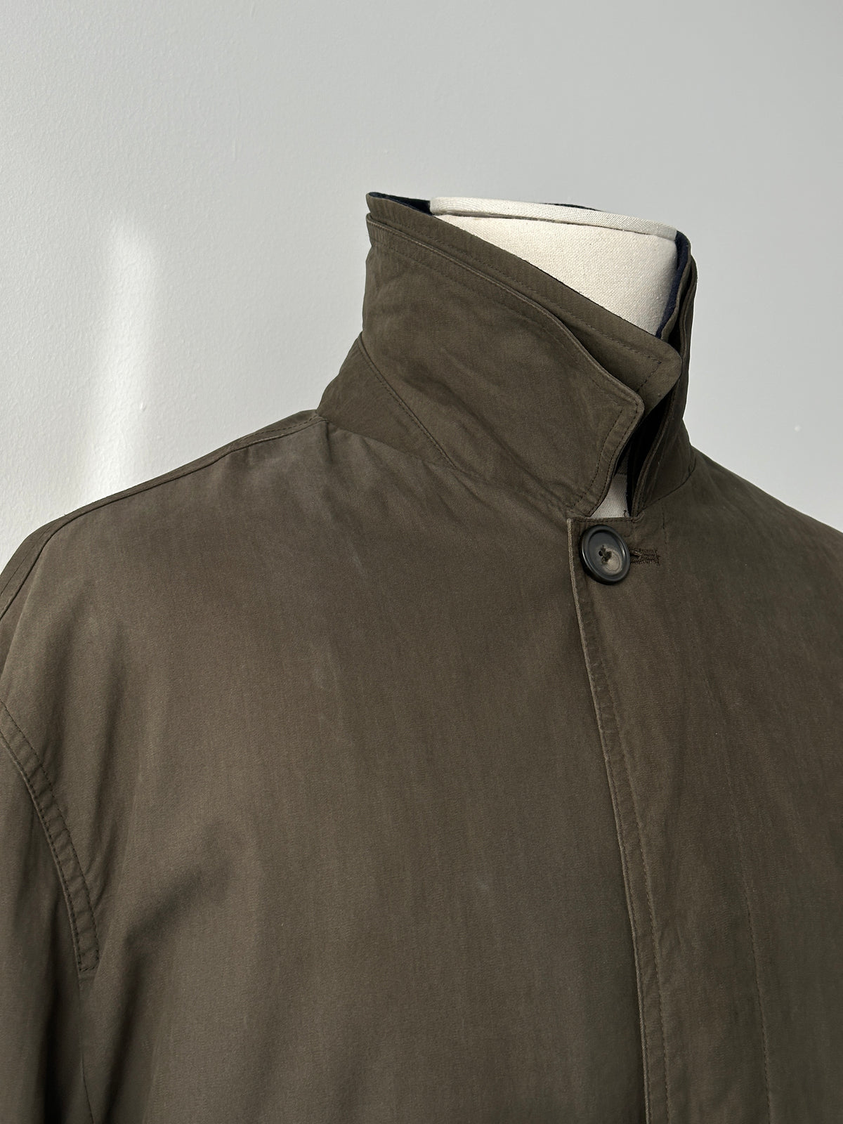 Chaps Ralph Lauren 1990s Wool Collar Cotton Trench Coat - L