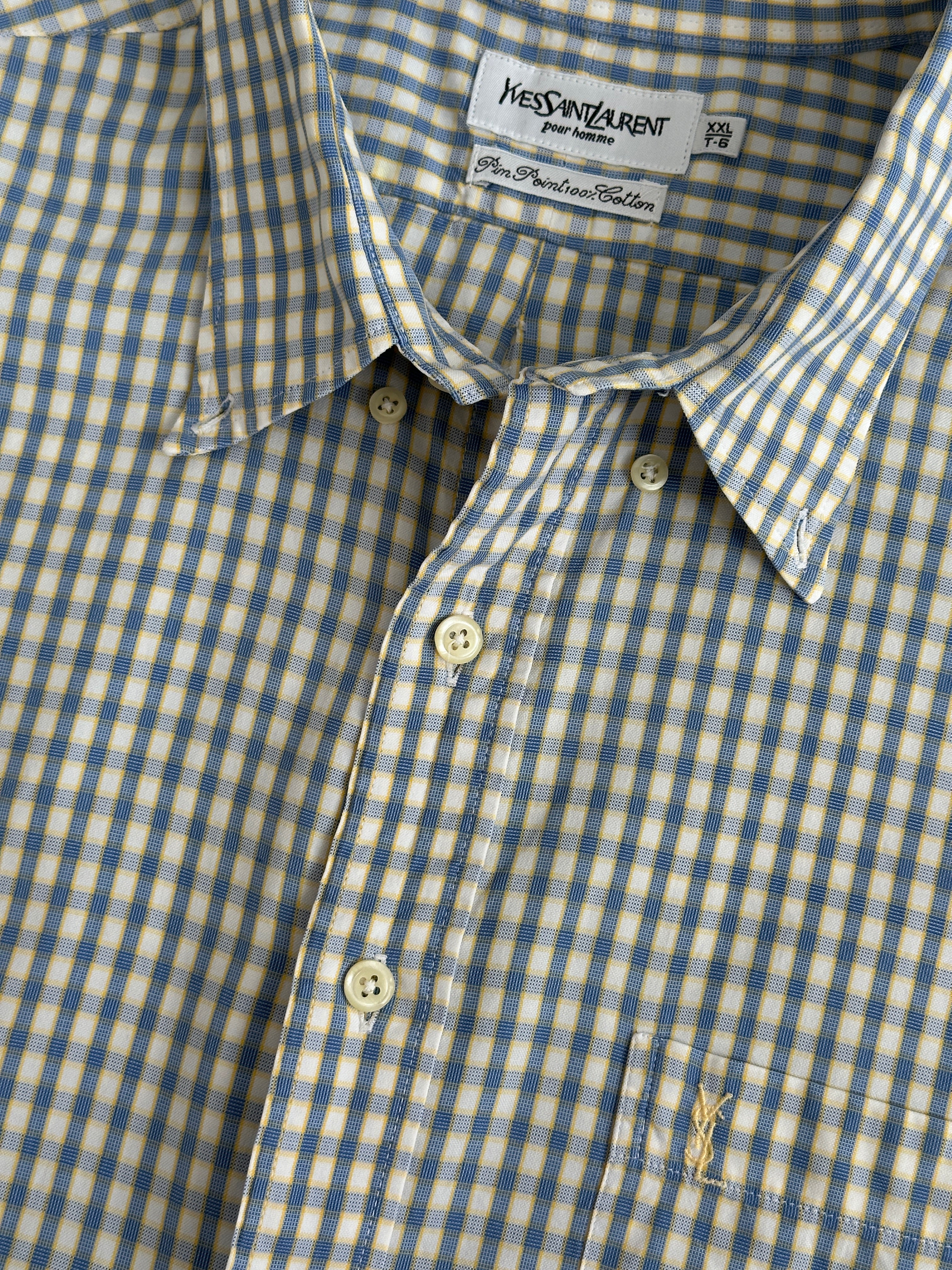 Yves Saint Laurent Pour Homme 1990s Check Short Sleeve Shirt - XXL