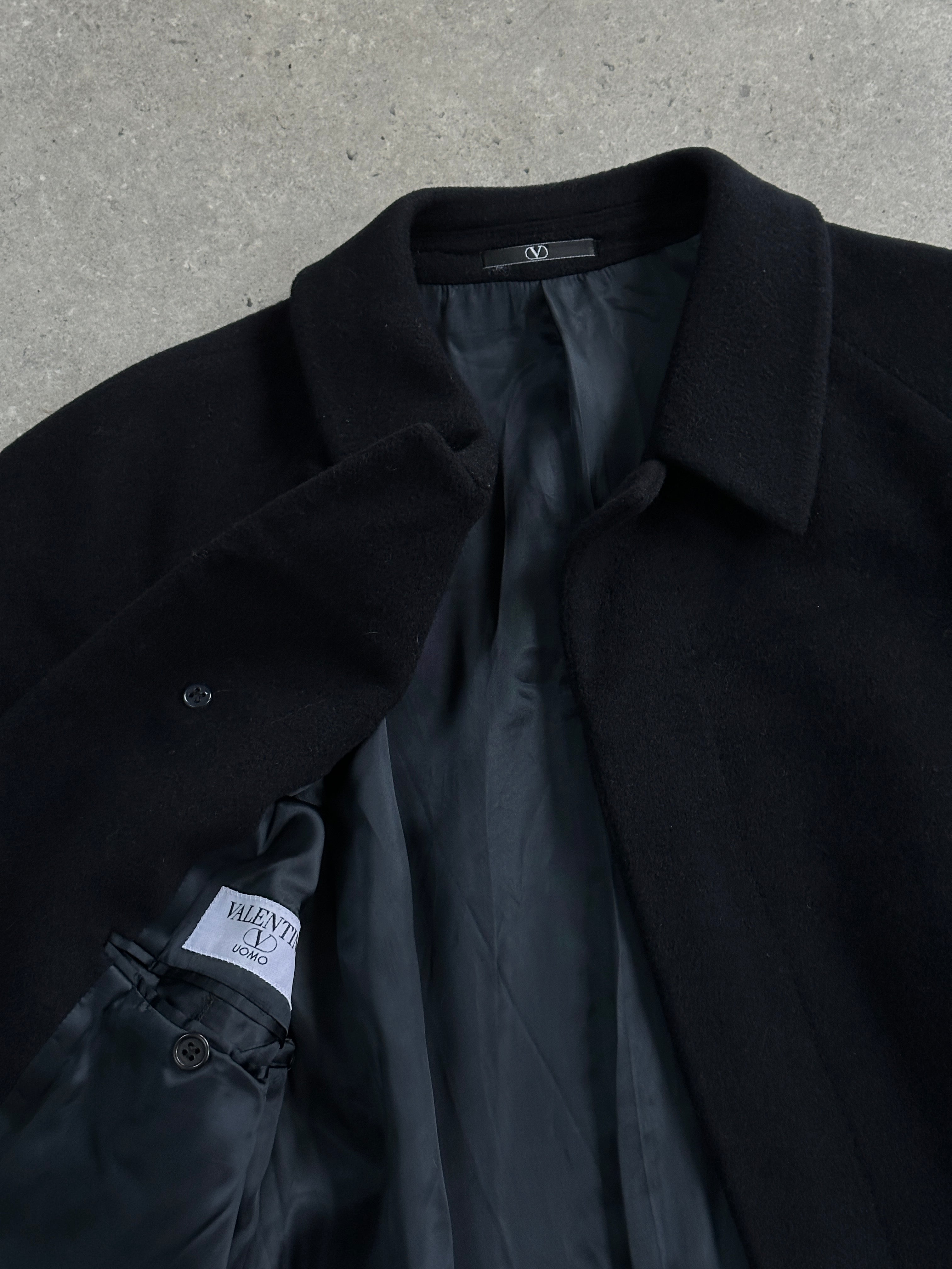 Valentino Virgin Wool Cashmere single-breasted coat in XL/XXL, featuring a classic design and tailored fit in dark color.
