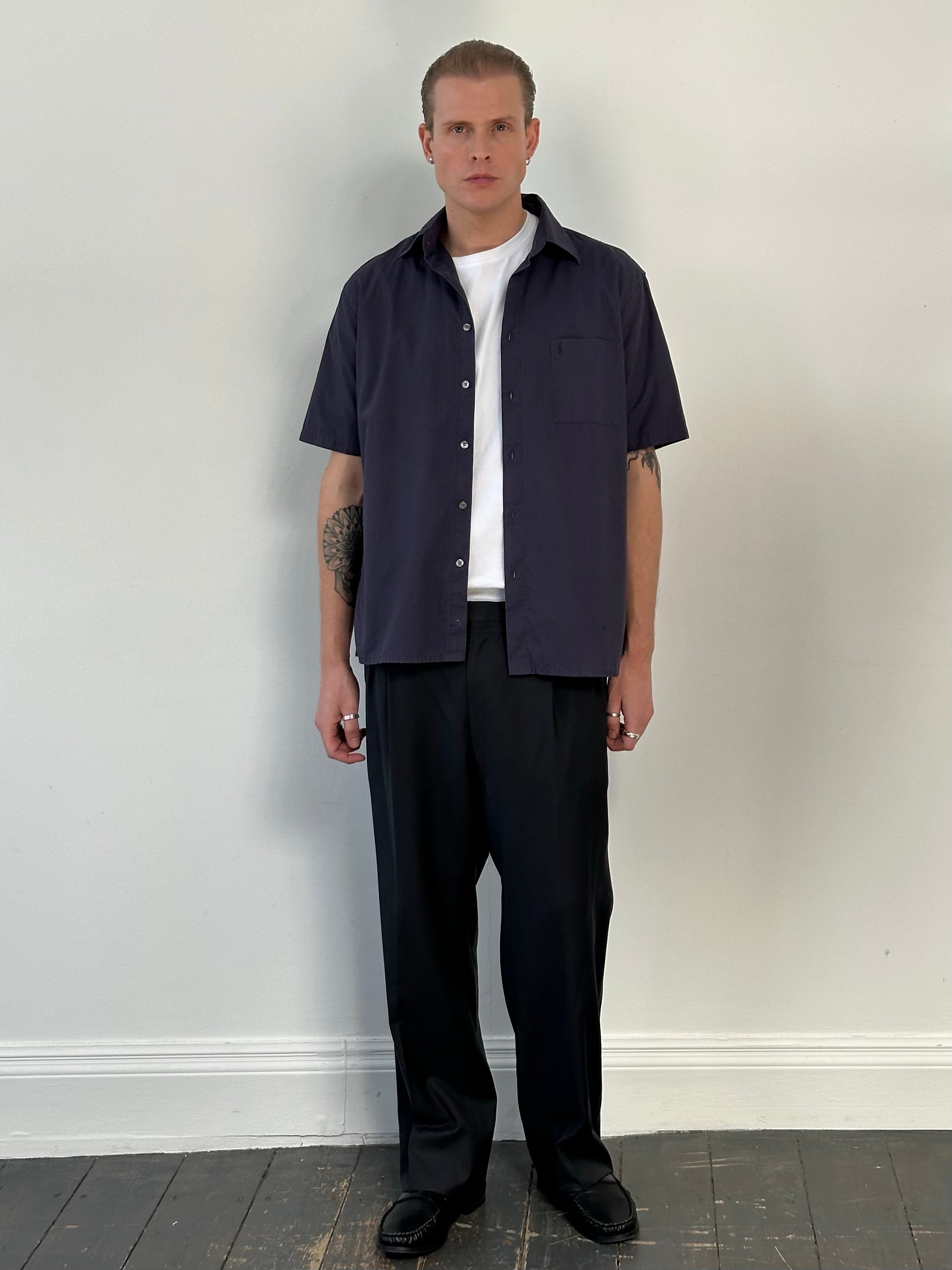 Yves Saint Laurent Pour Homme 1990s Cotton Short Sleeve Shirt - M/L