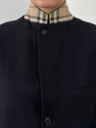 Burberry London High Neck Nova Check Wool Blazer - 38R/M - SYLK