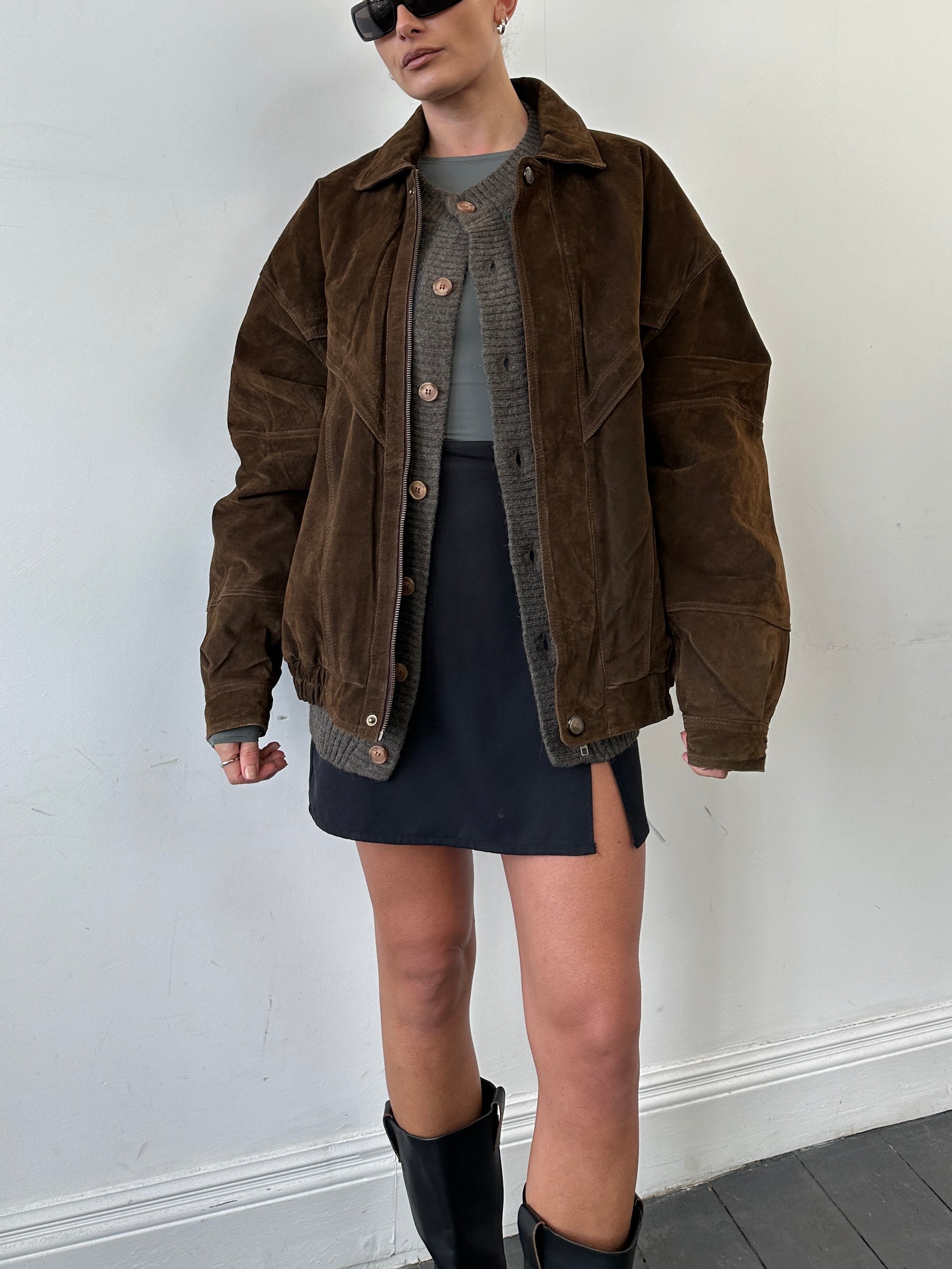 Vintage Suede Bomber Jacket - XL - SYLK