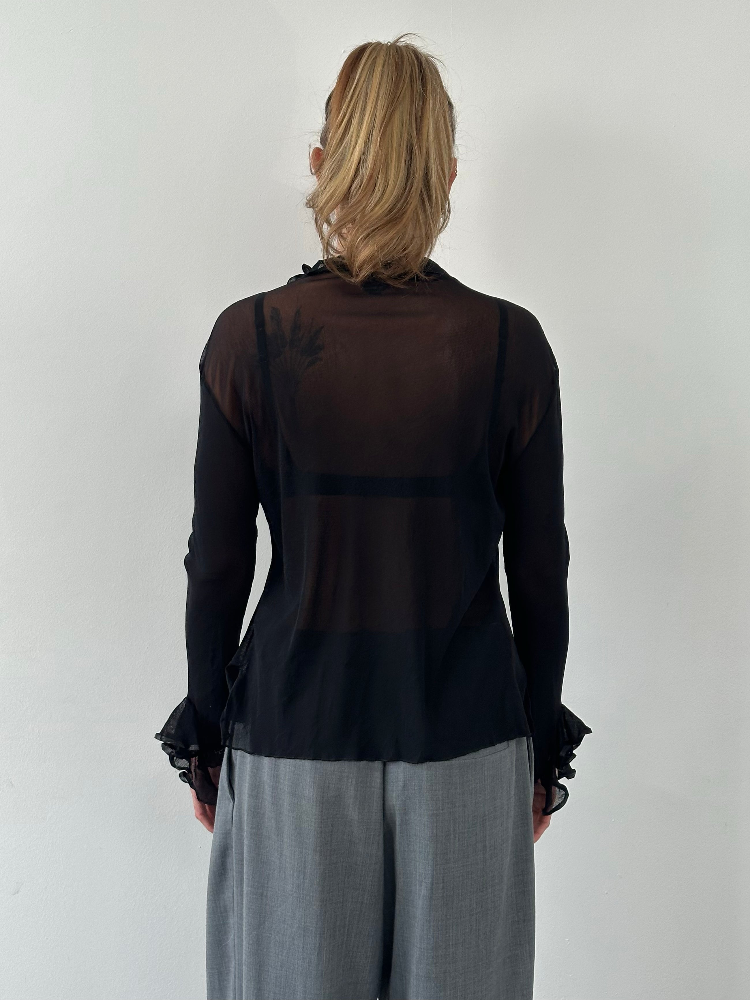 Italian Vintage 1990s Sheer Ruffle Top - M/L
