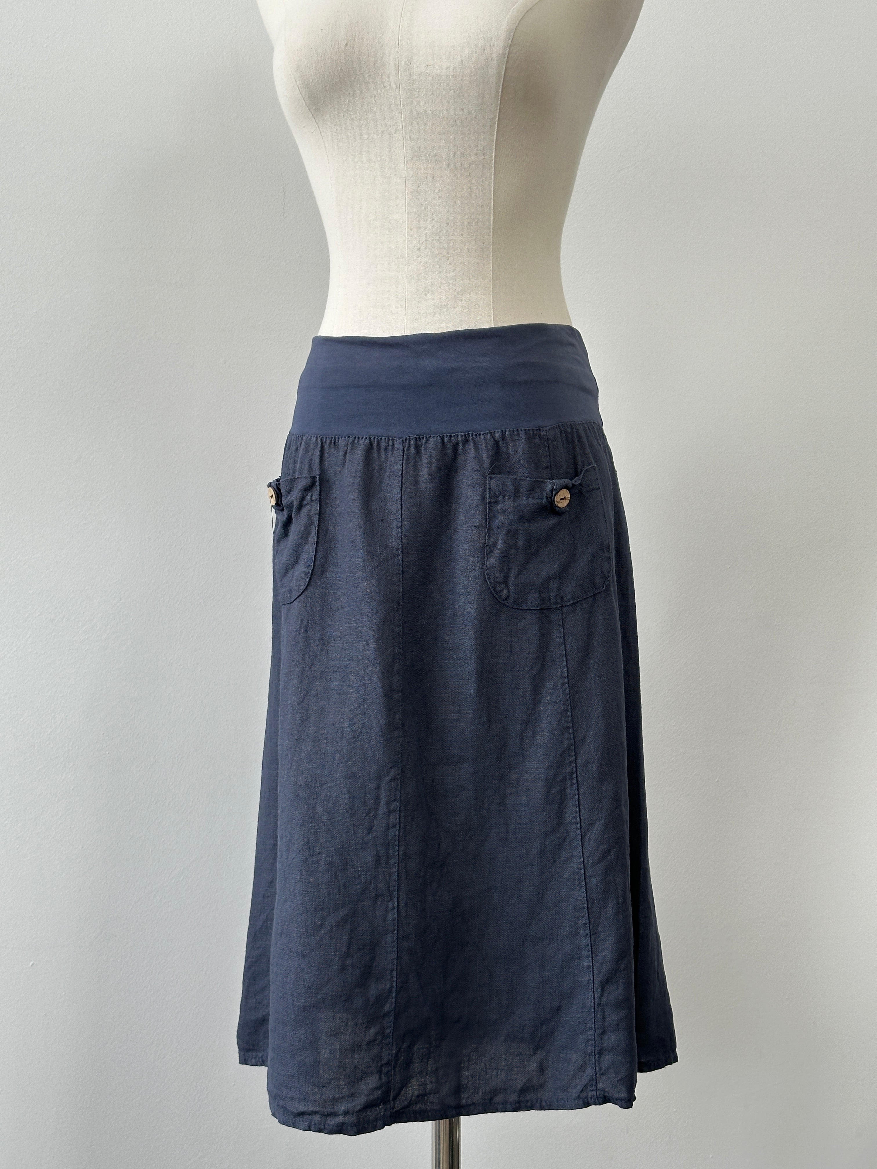 Vintage 1990s Pure Linen Midi Skirt - W30