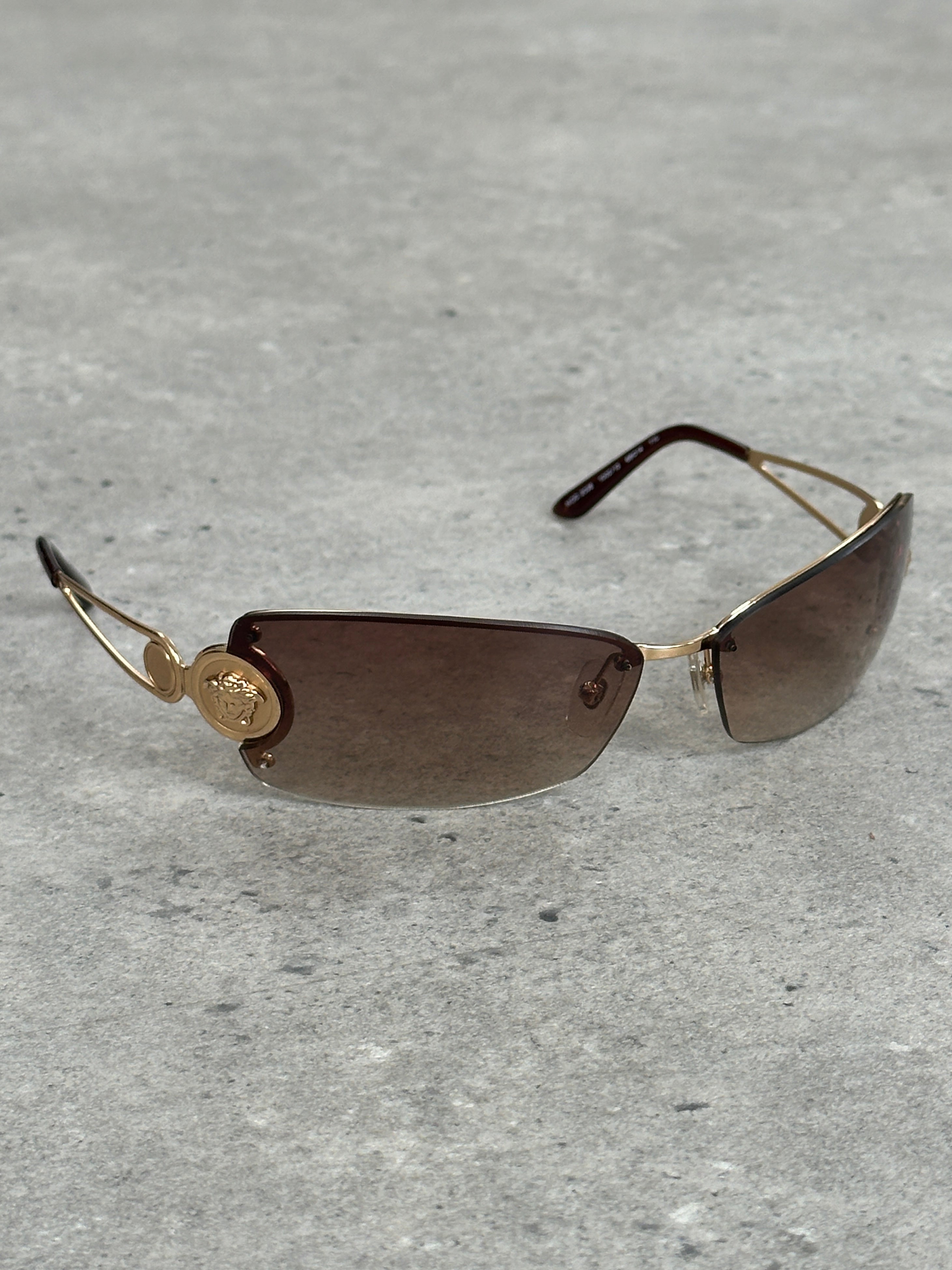 Versace 1990s Rimless Medusa Logo Sunglasses