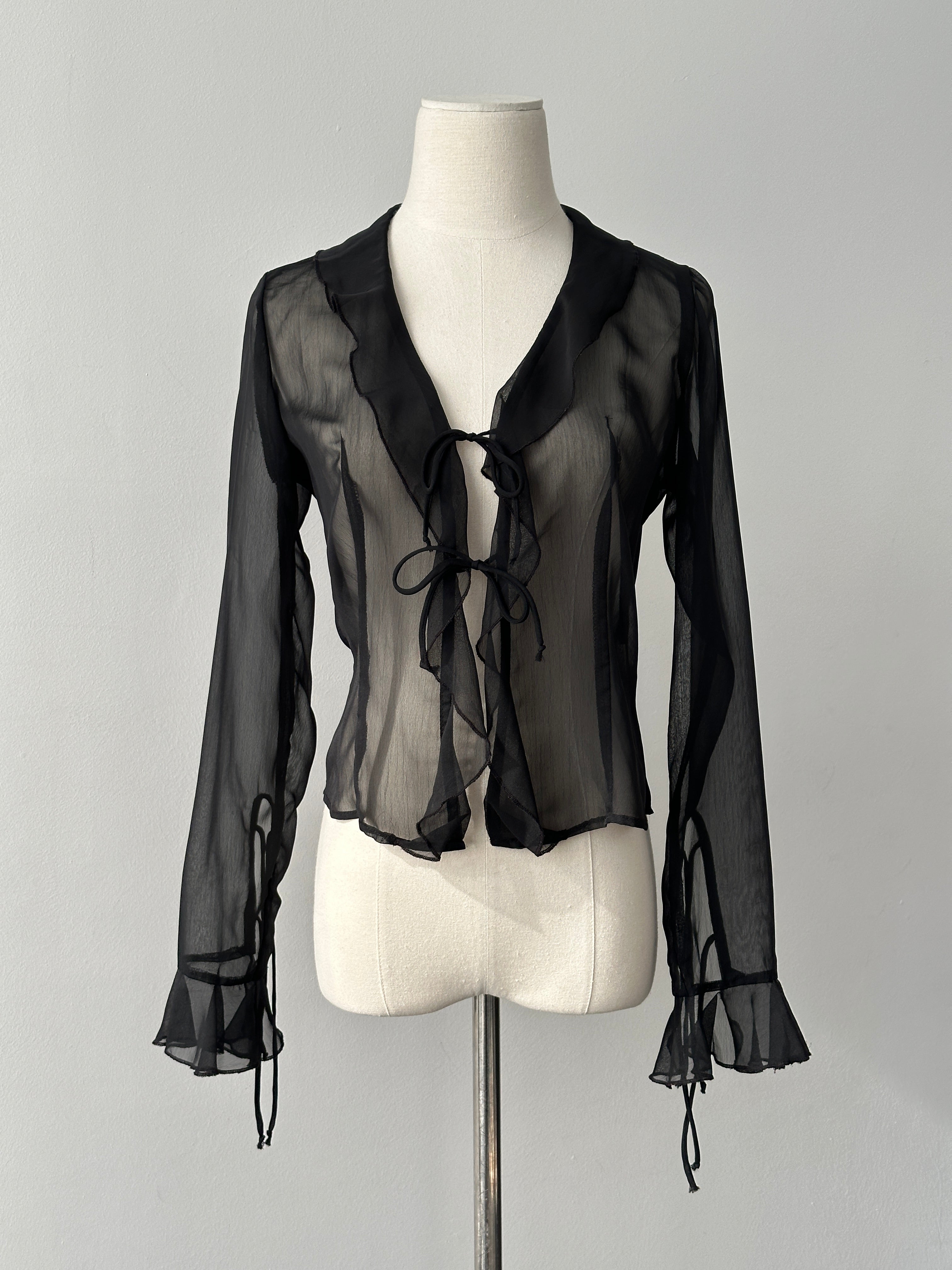 Vintage 1990s Sheer Tie Top - S