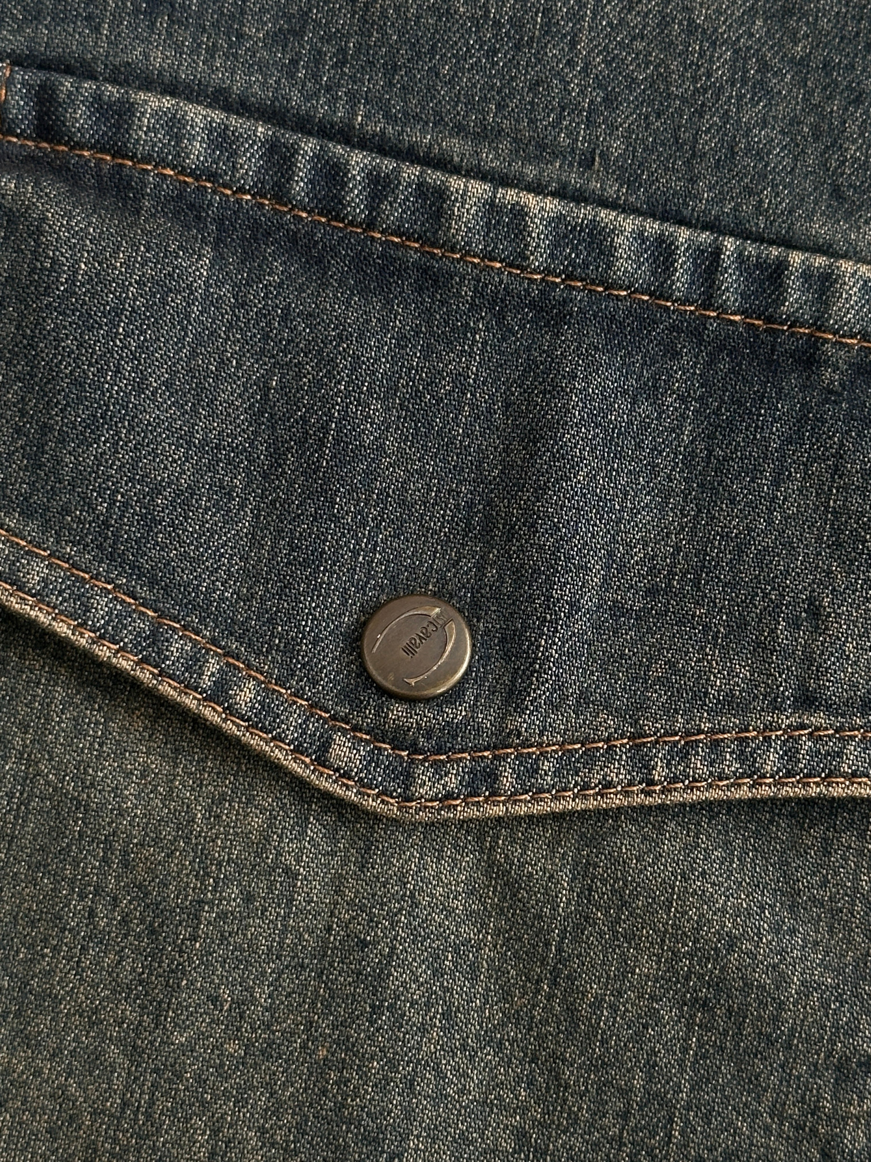 Roberto Cavalli Just Cavalli faded denim shirt for men, featuring a casual button-up design and classic denim texture.