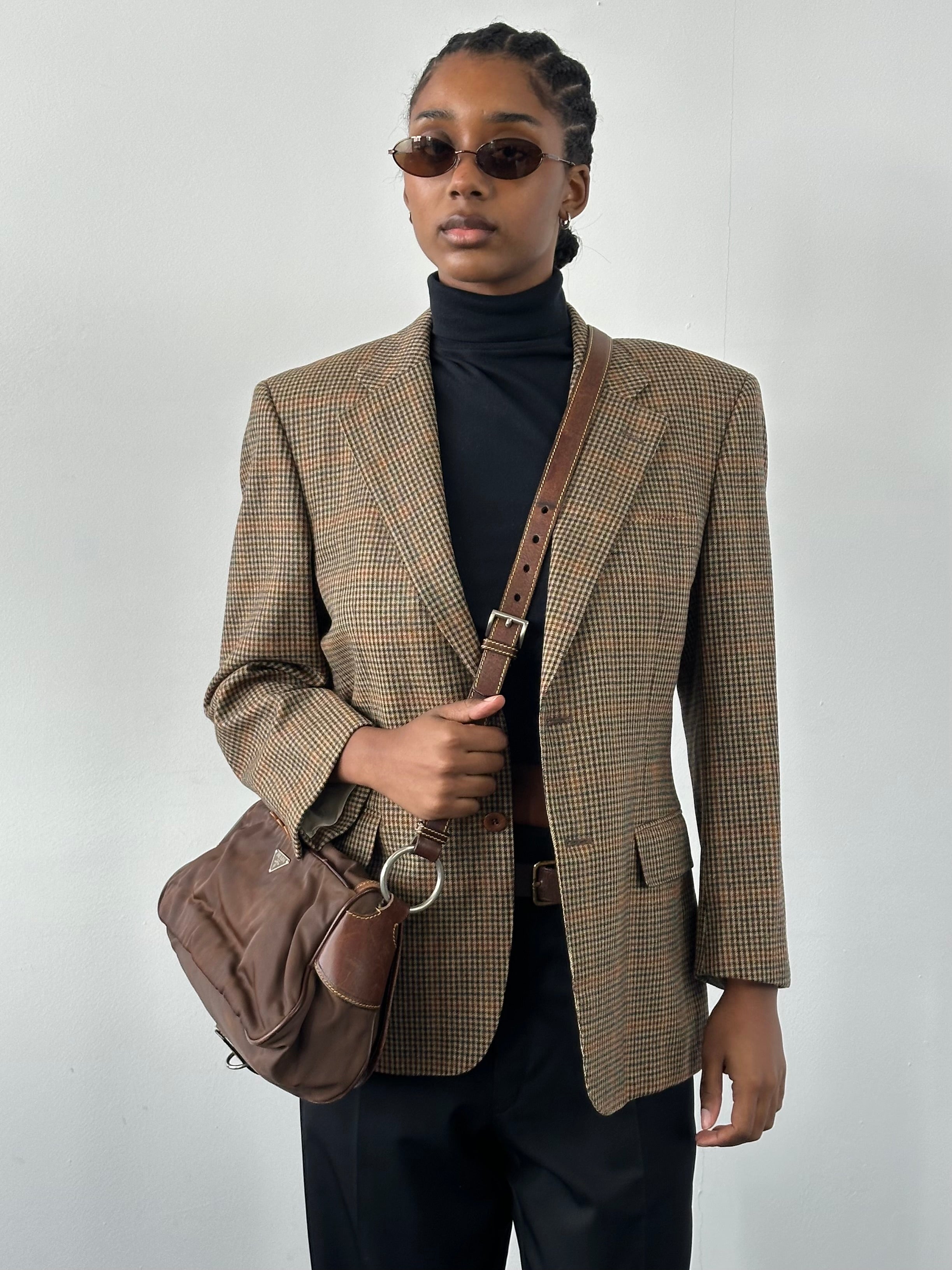 Loro Piana Loyal London 1990s pure wool check blazer in size 36R/S, tailored fit with classic pattern and structured design.