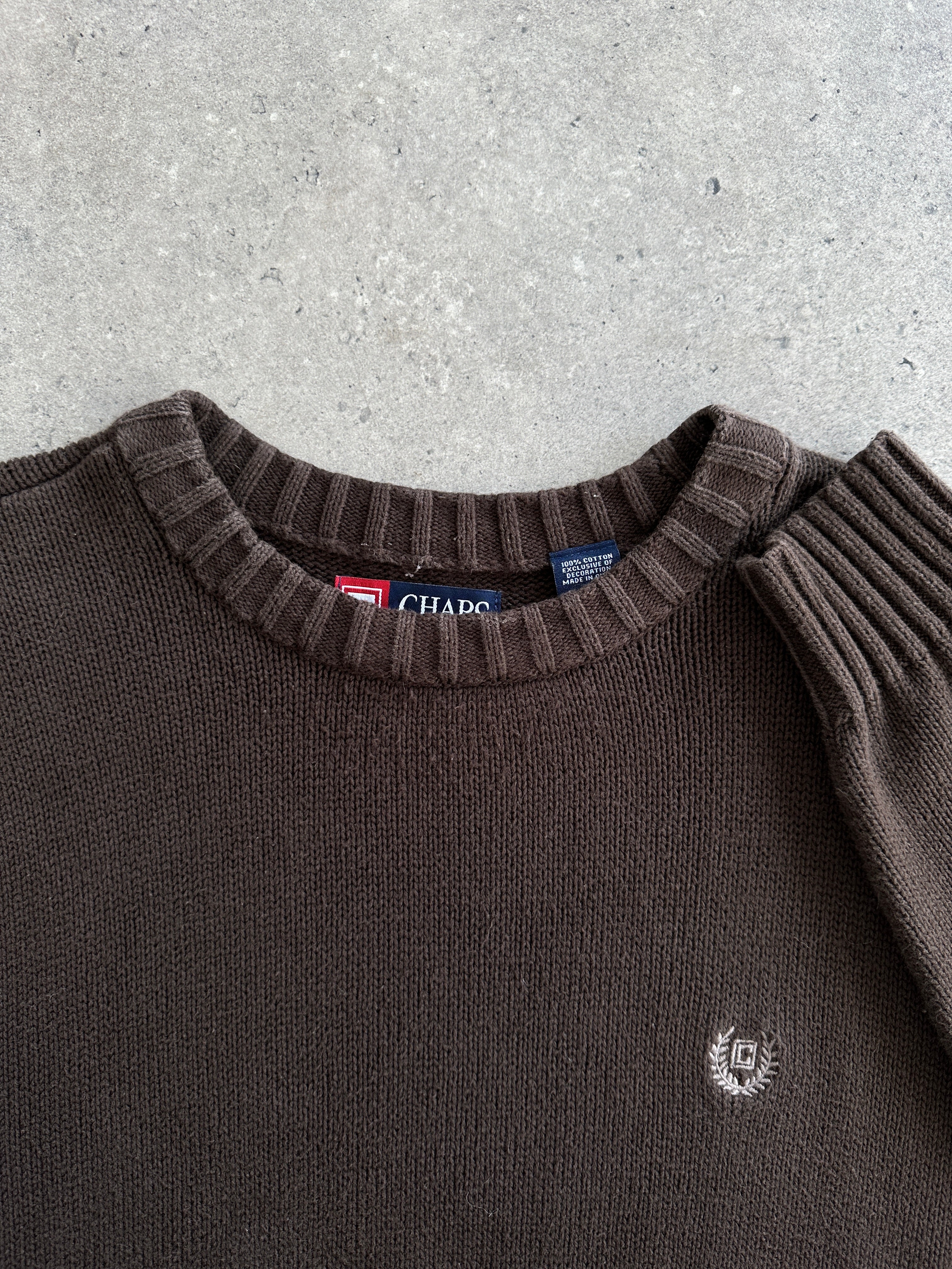 Ralph Lauren Chaps cotton crew neck jumper in XXL, featuring a classic design and ribbed collar, styled on a hanger.