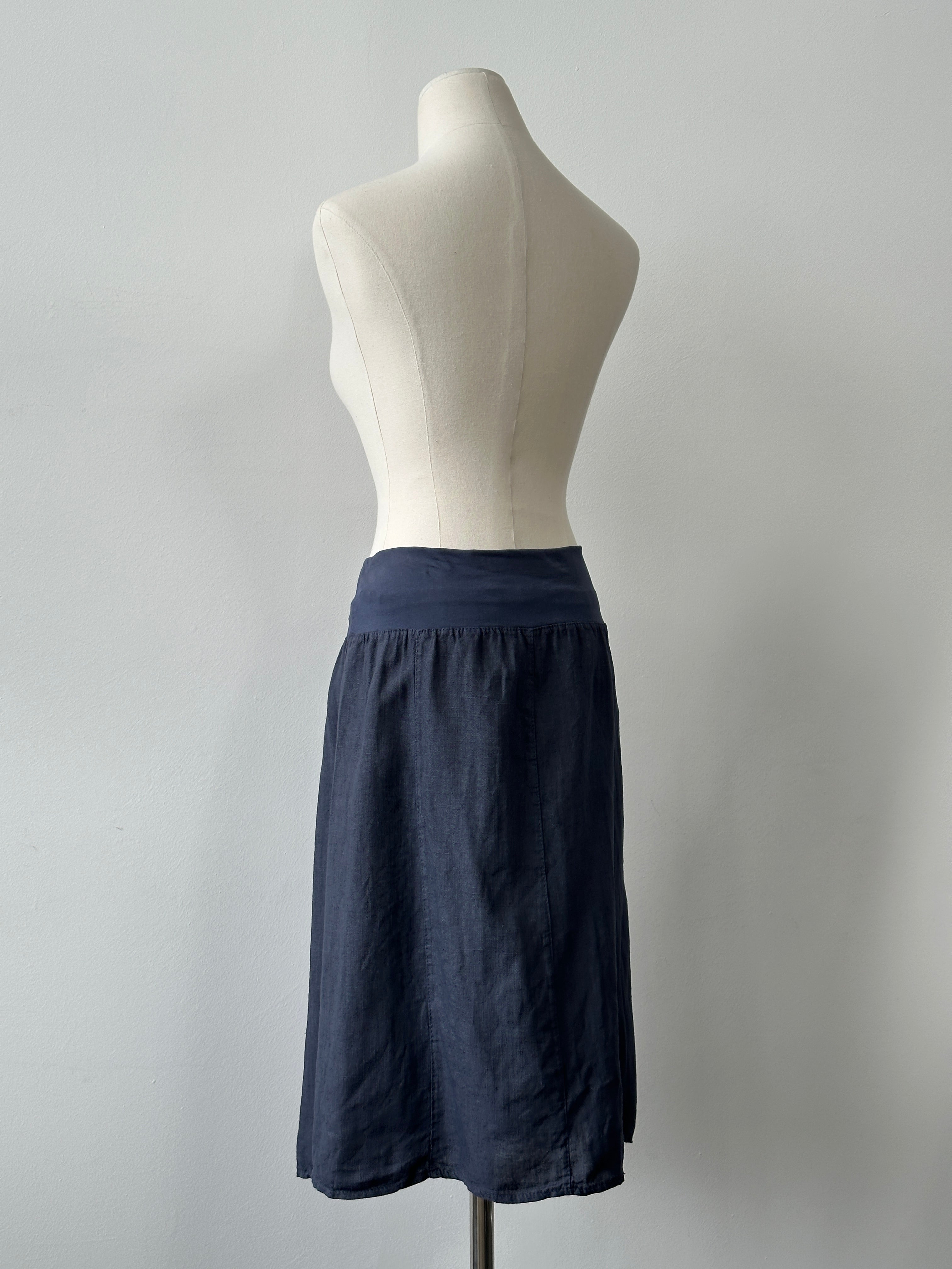 Vintage 1990s Pure Linen Midi Skirt - W30