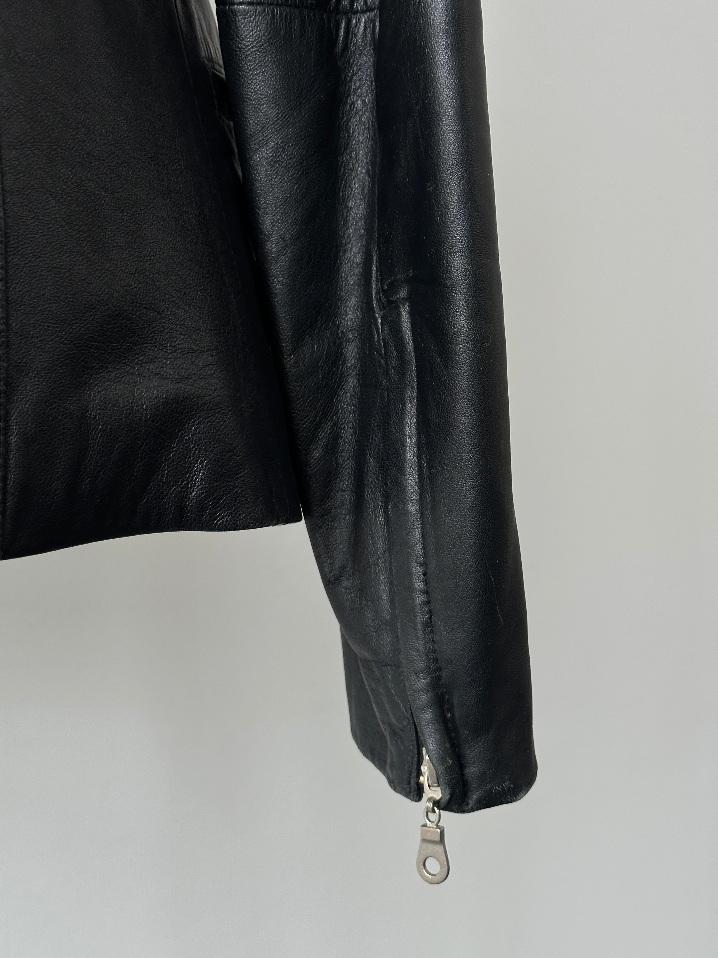 Vintage 1990s Asymmetric Fitted Leather Jacket - M