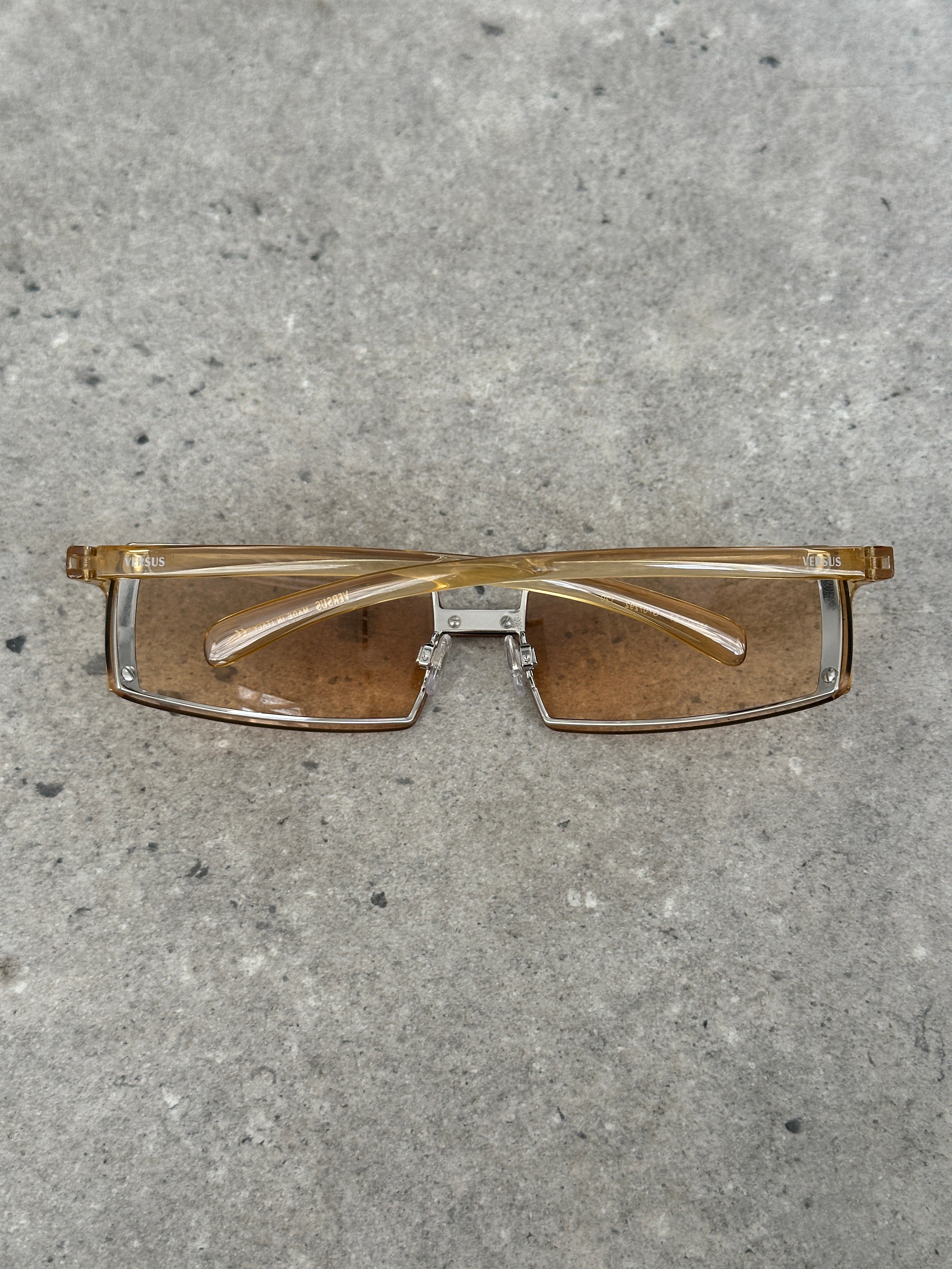 Versace Versus 1990s Rimless Rectangular Logo Sunglasses