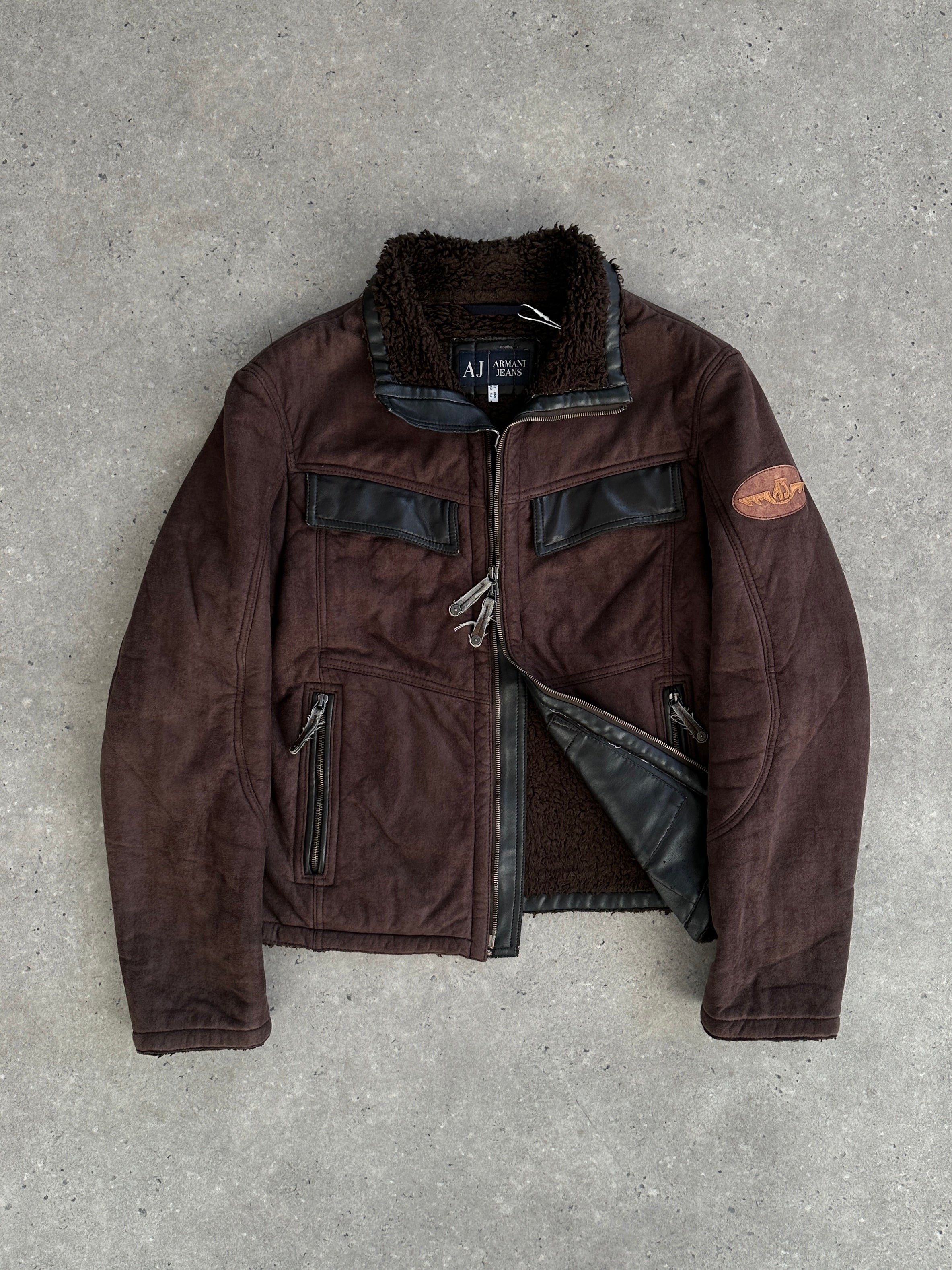 Armani Jeans Double Zip Faux Suede Jacket - M/L | SYLK