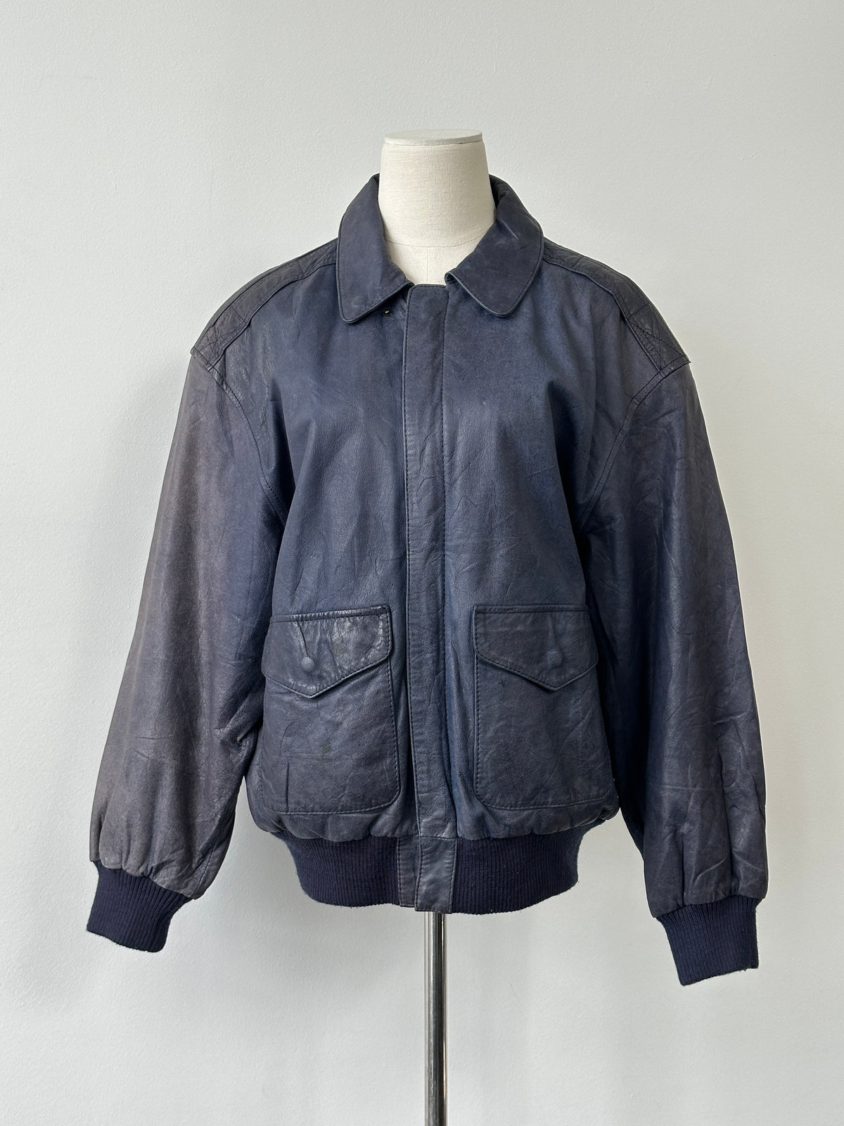 Vintage 1990s Bomber Leather Jacket - M