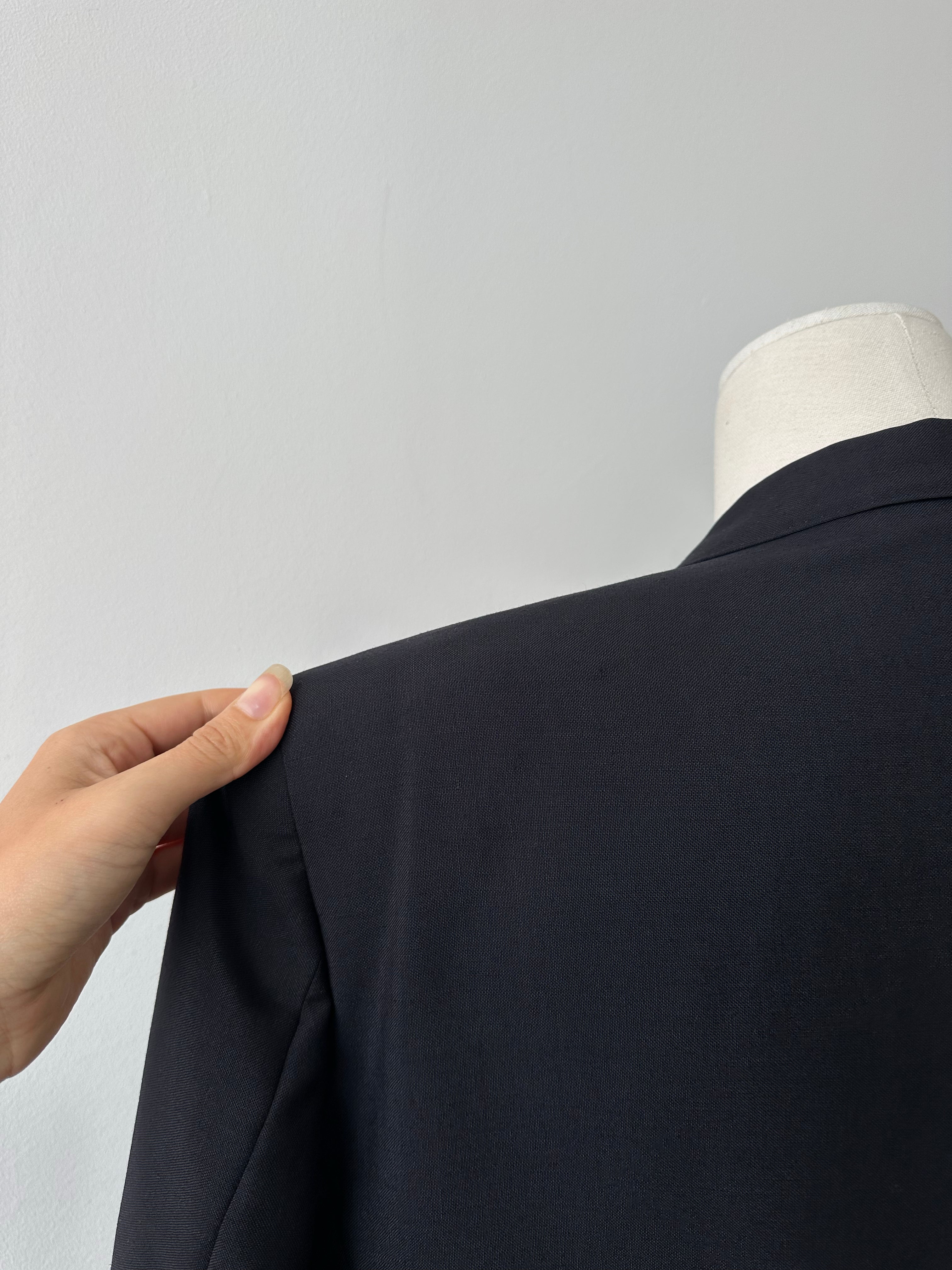 Burberry 1990s wool mohair double-breasted blazer in L/XL, featuring classic British tailoring and beige color.