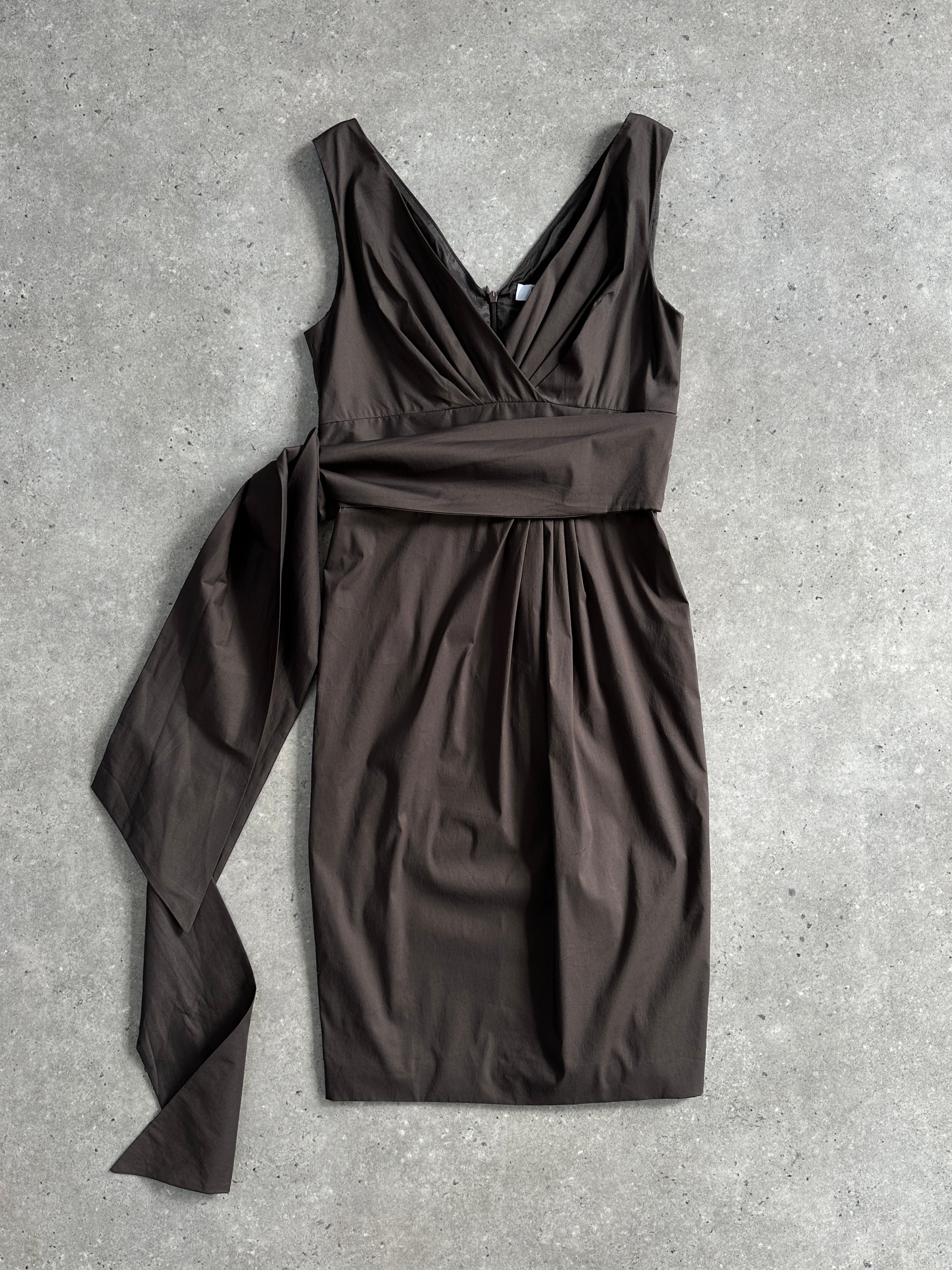 Max Mara Cotton Pleated Wrap Midi Dress - XS - SYLK