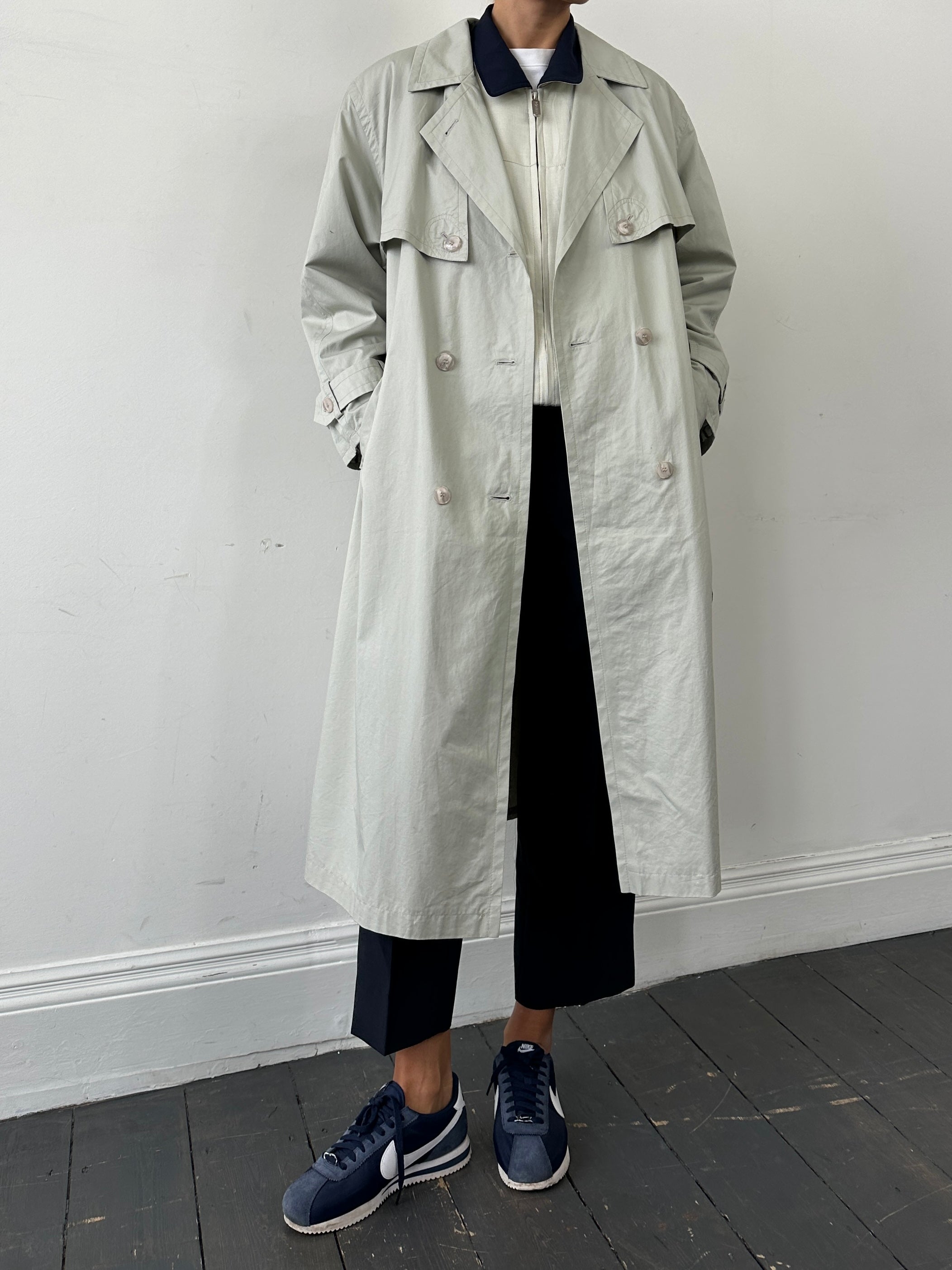 Vintage Shower Proof Belted Trench Coat - L - SYLK