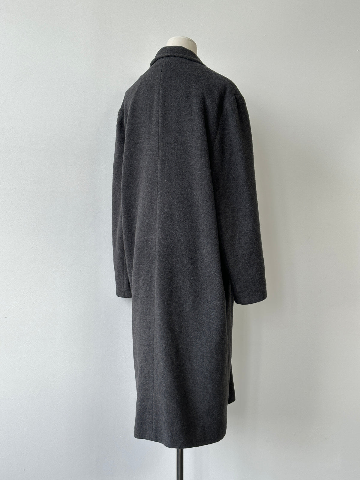 British Vintage 1990s Wool High Neck Double Breasted Coat - L